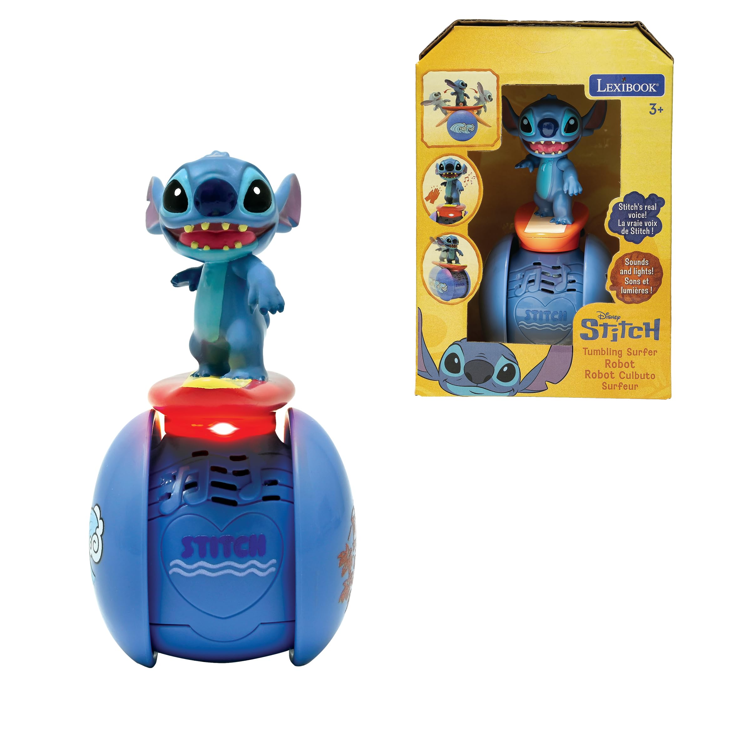 Lexibook Disney Stitch Interactive Surfer Robot - Self-Balancing Light-Up Toy