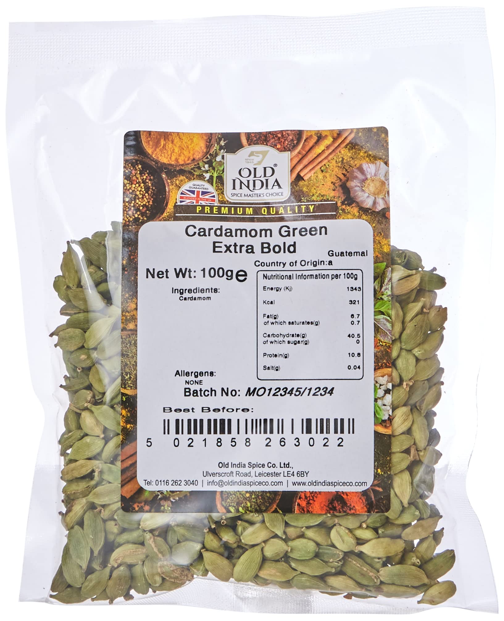 Old India Green Extra Bold Cardamom 100g