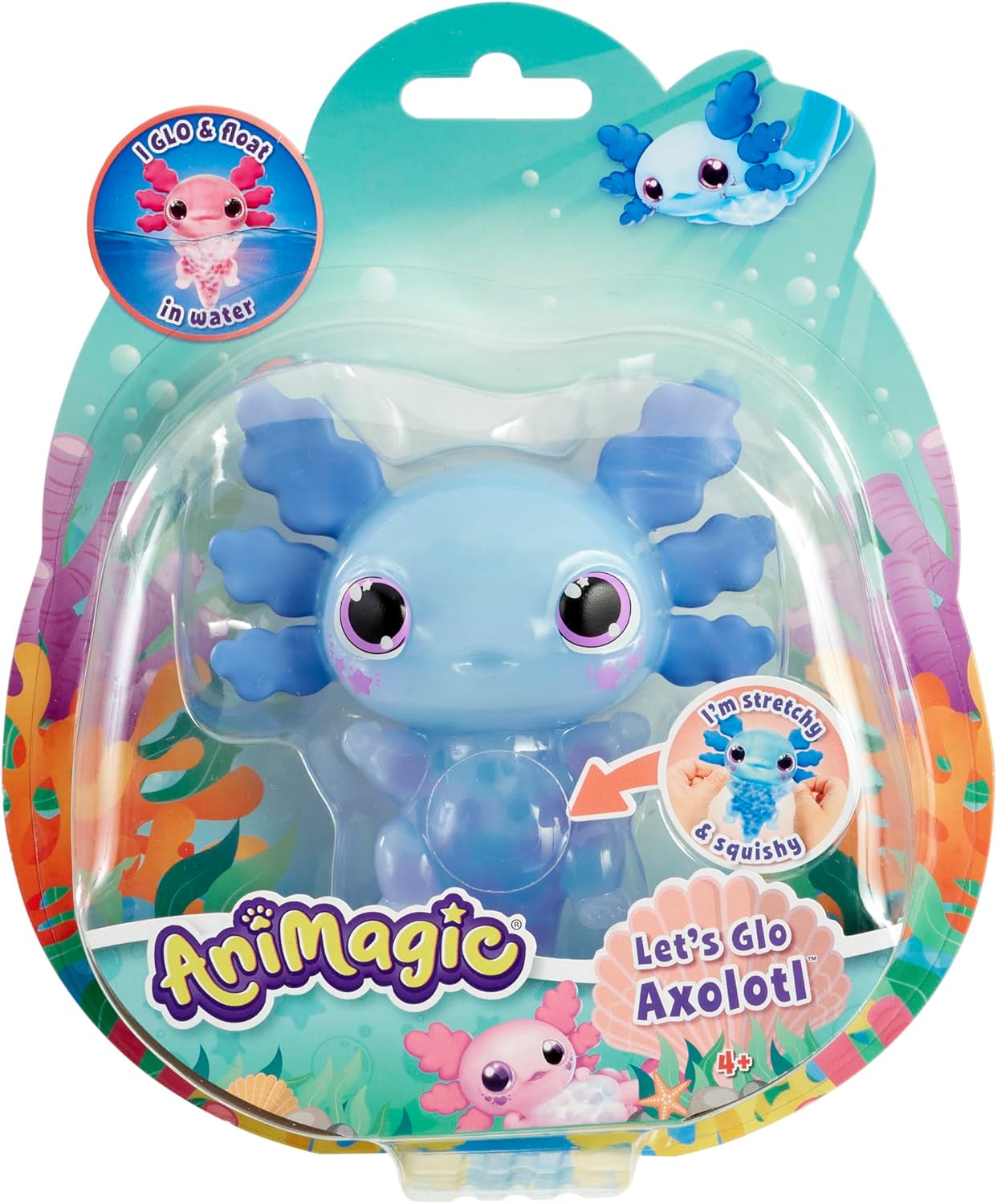 Let's Glo Axolotl - Blue Light-Up Interactive Electronic Pet Toy