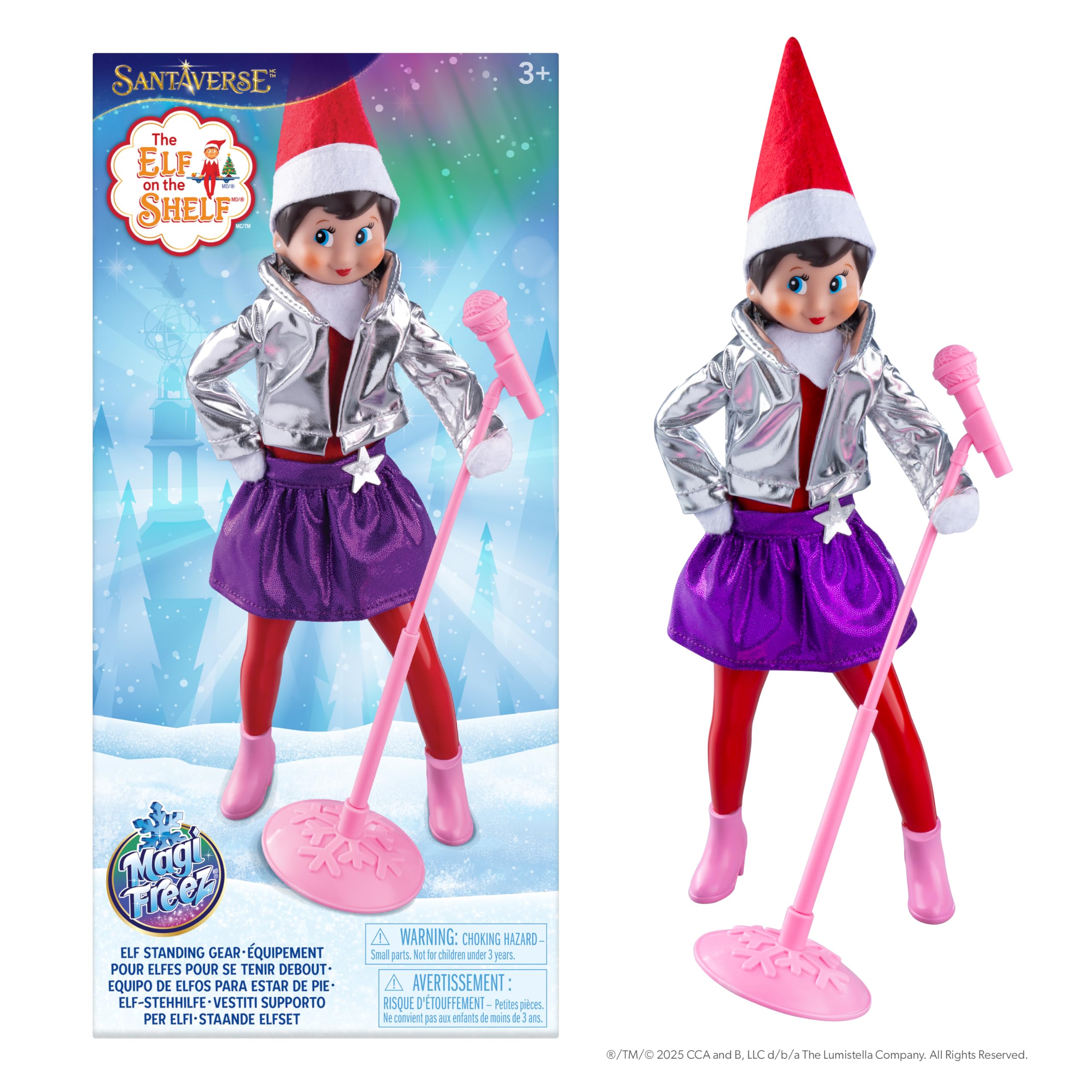 The Elf on the Shelf MagiFreez Pop Star Elf Set - Glittery Stage Outfit with Mic & Stand