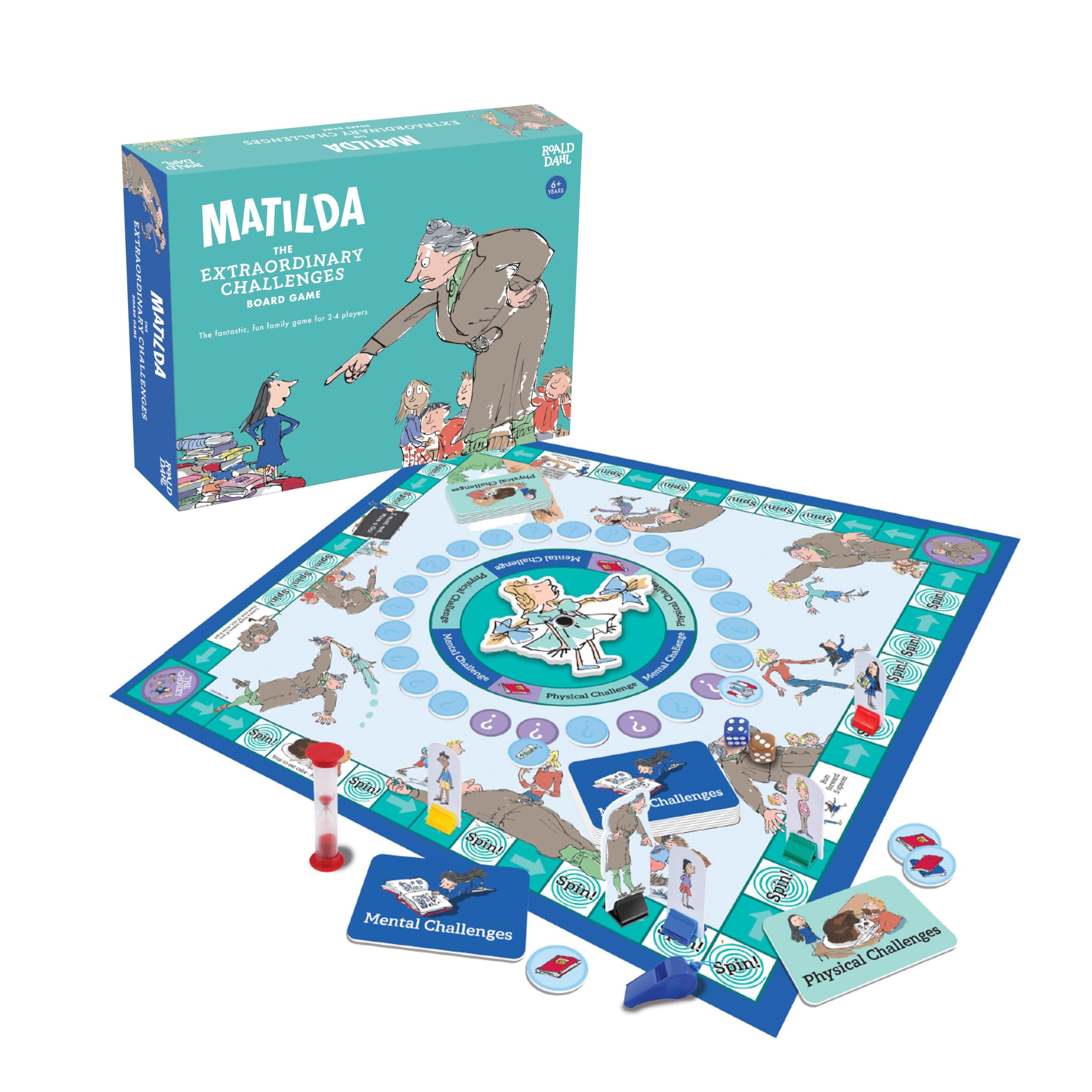 Roald Dahl Matilda The Extraordinary Challenges Board Game, Family Board Game for 2-4 Players