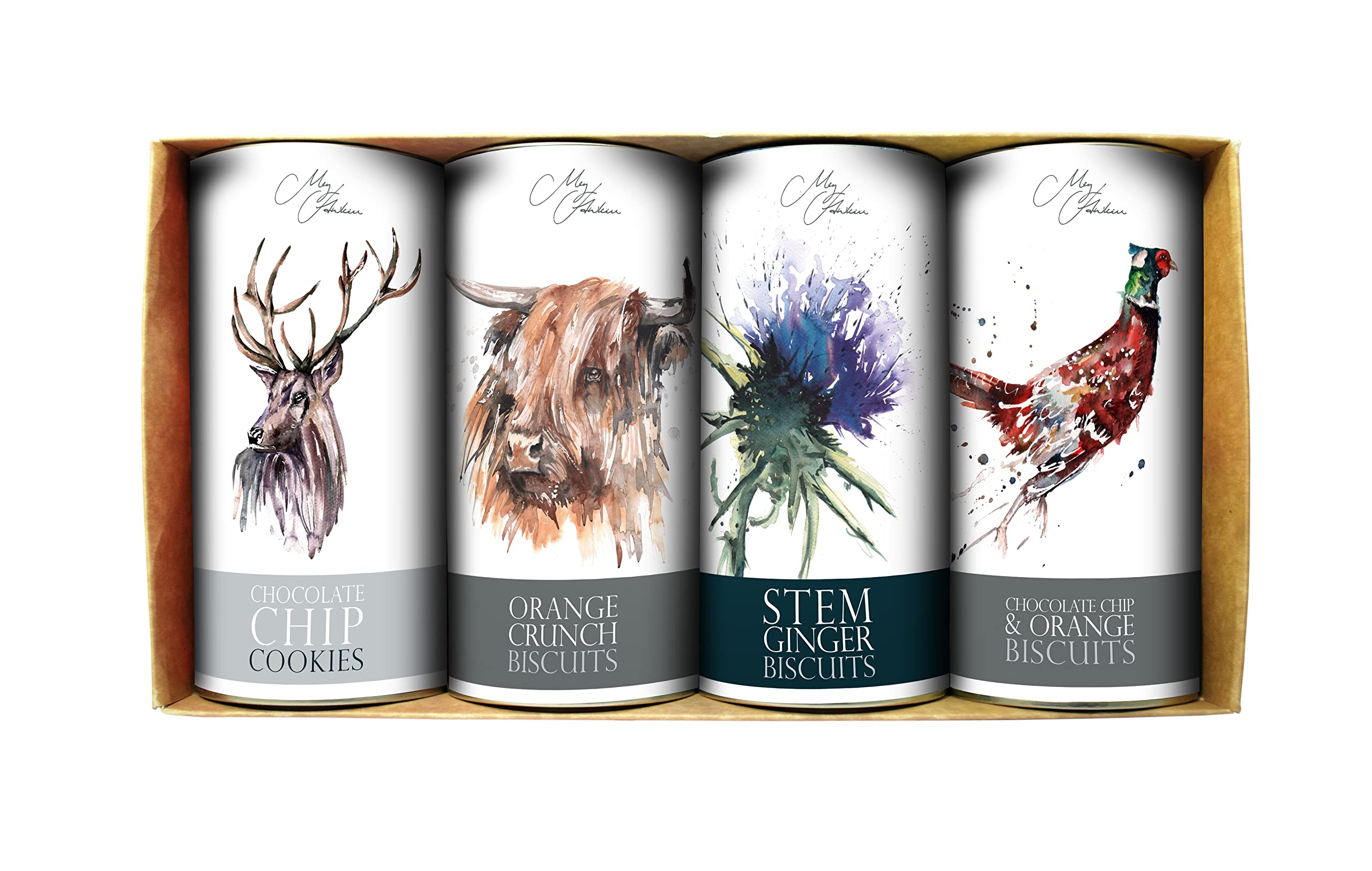 Meg Hawkins Farrah's of Harrogate 4 Drum Gift Set - Stag, Cow, Thistle, Pheasant