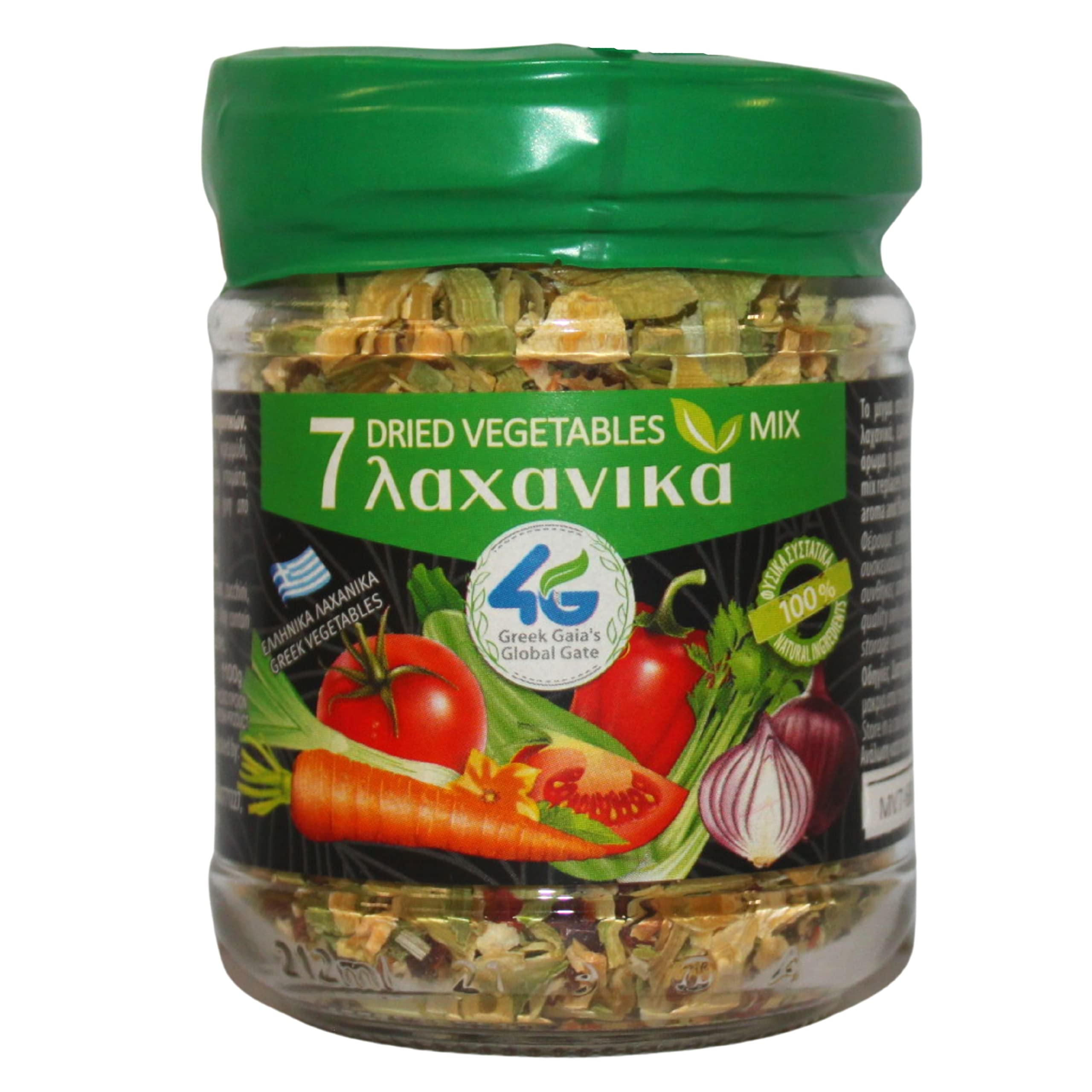 4G Greek Gaia's Global Gate 7 Dried Vegetables Mix – Pack of 2 x 70g (140g Total) – All-Natural, No Preservatives