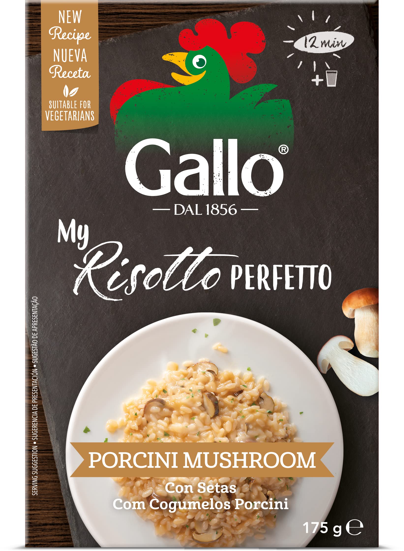 Riso Gallo - My Risotto Perfetto Vegan Porcini Mushroom, 175 g (Pack of 6)