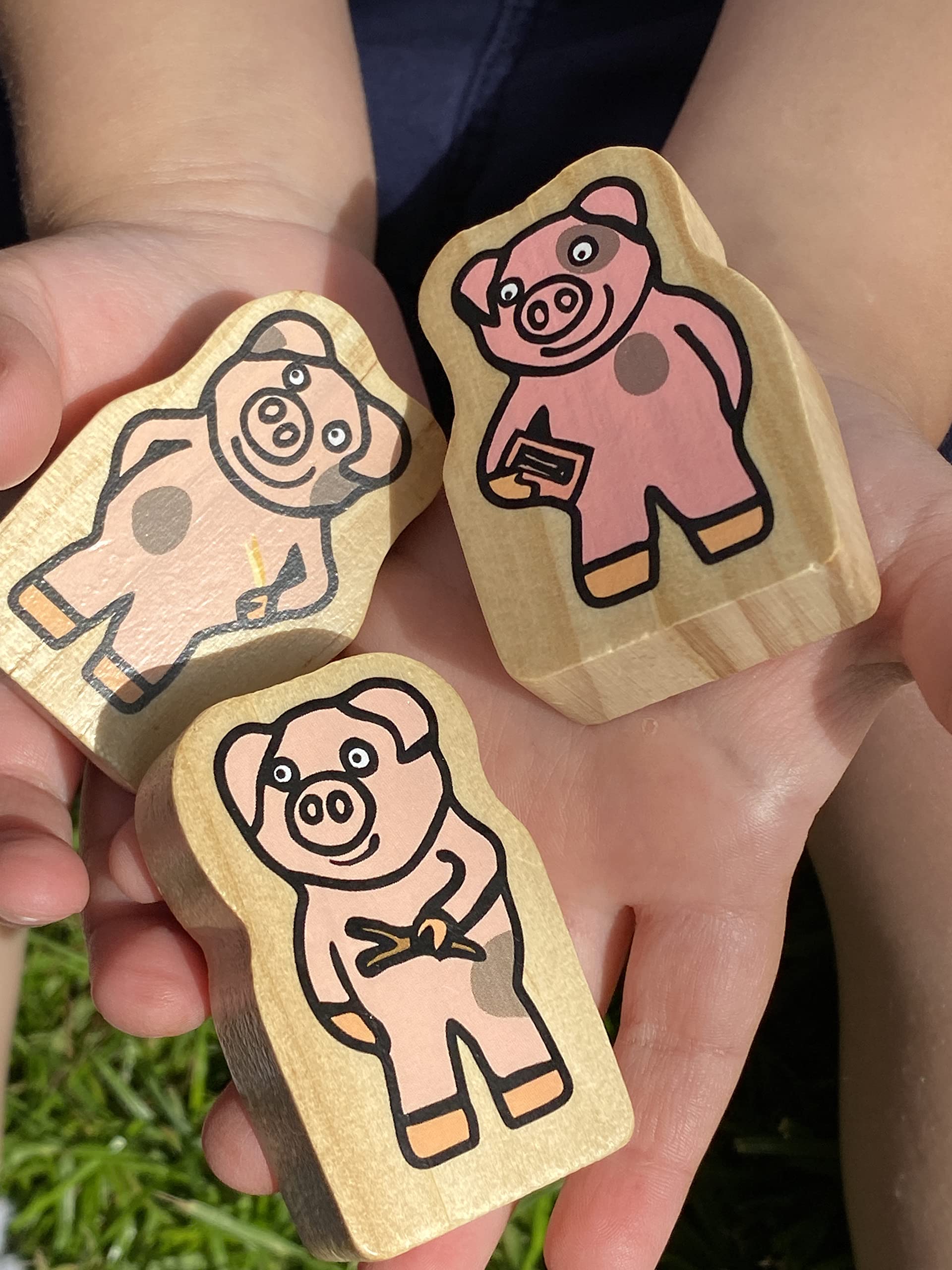 Yellow Door The Three Little Pigs Character Set - Wooden Storytelling Playset for Toddlers