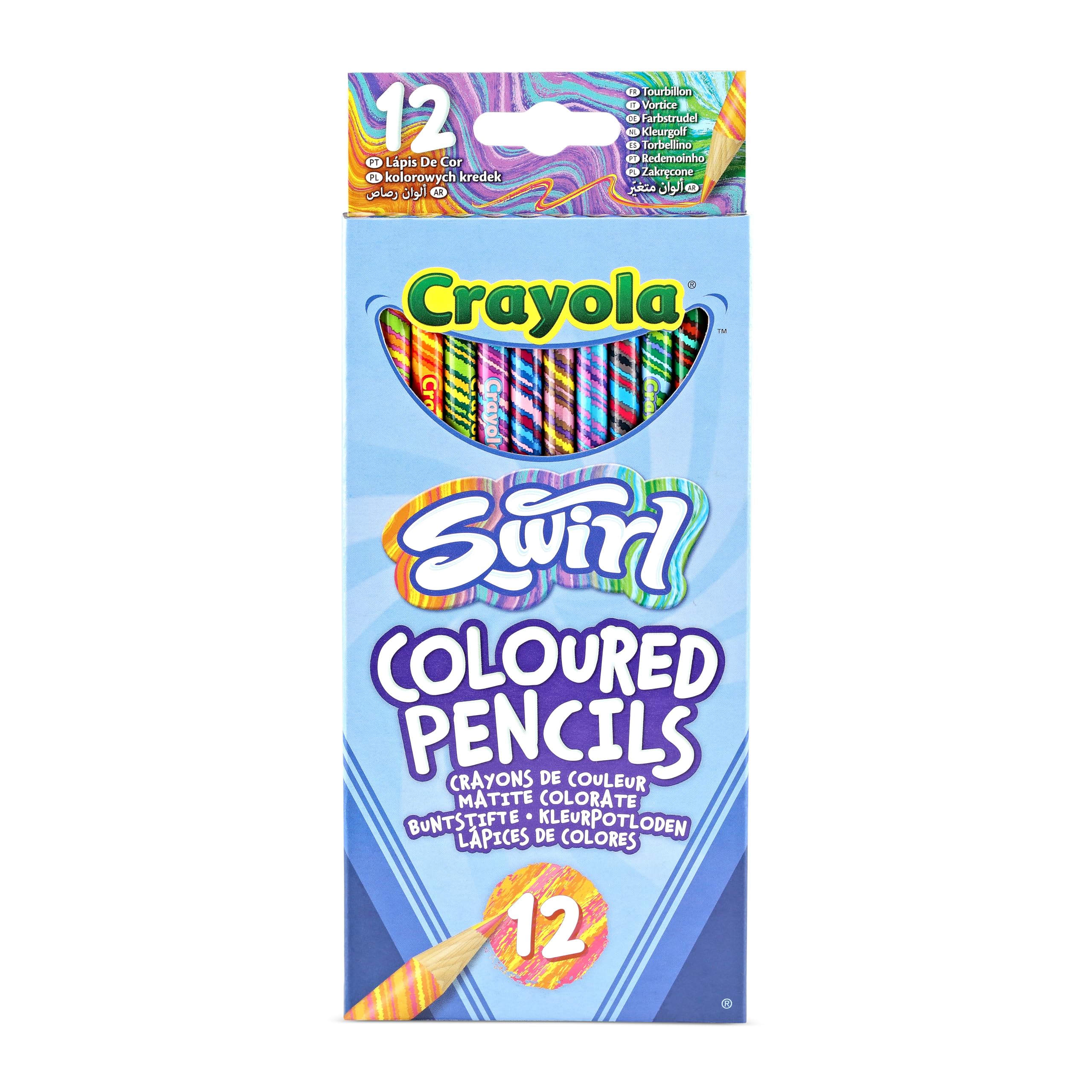 Crayola Swirl Colouring Pencils - Pack of 12 Vibrant Rainbow Effect Pencils