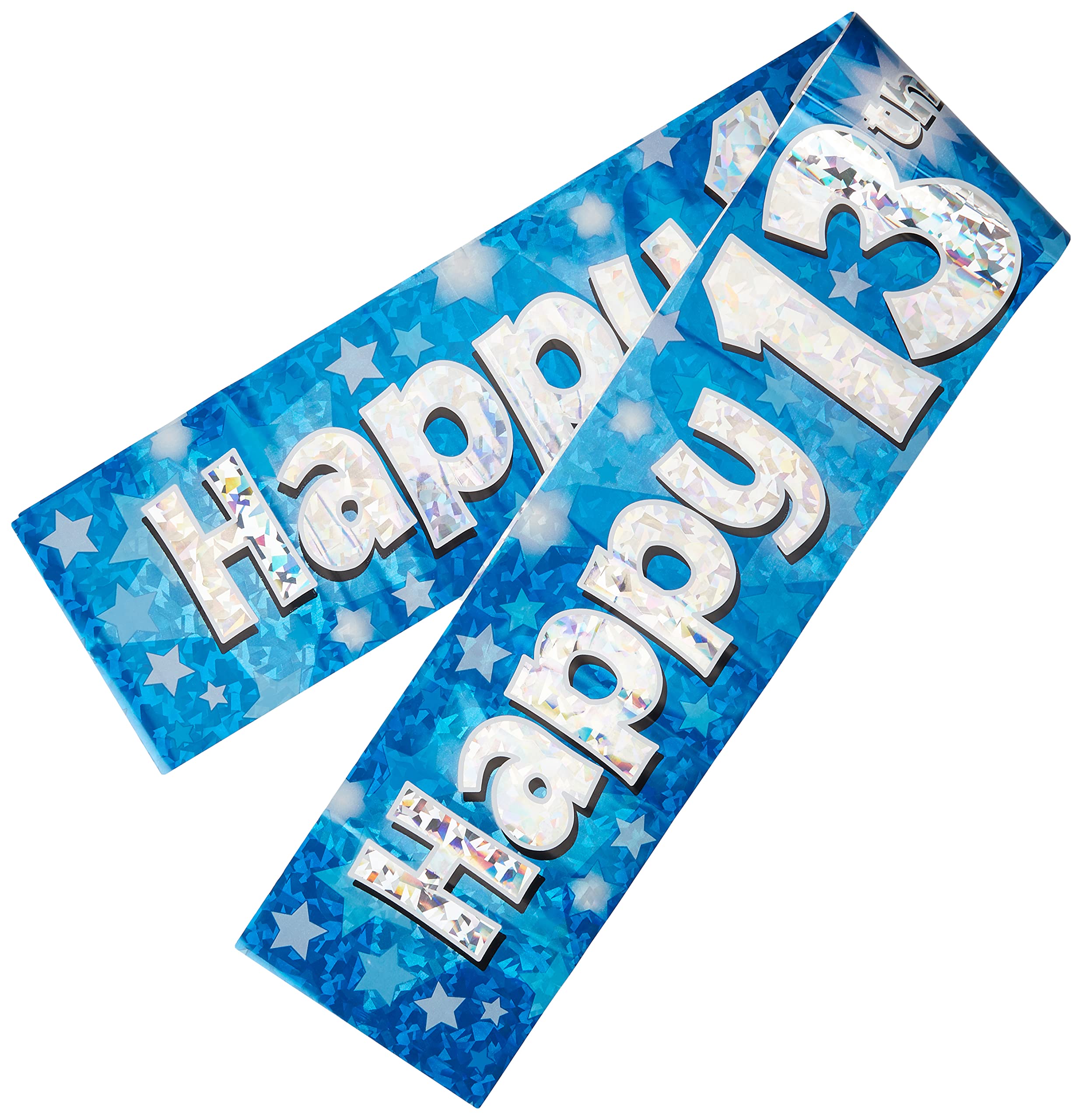 OakTree 9ft Sparkling Fizz 13th Birthday Banner - Blue Holographic Foil Decoration