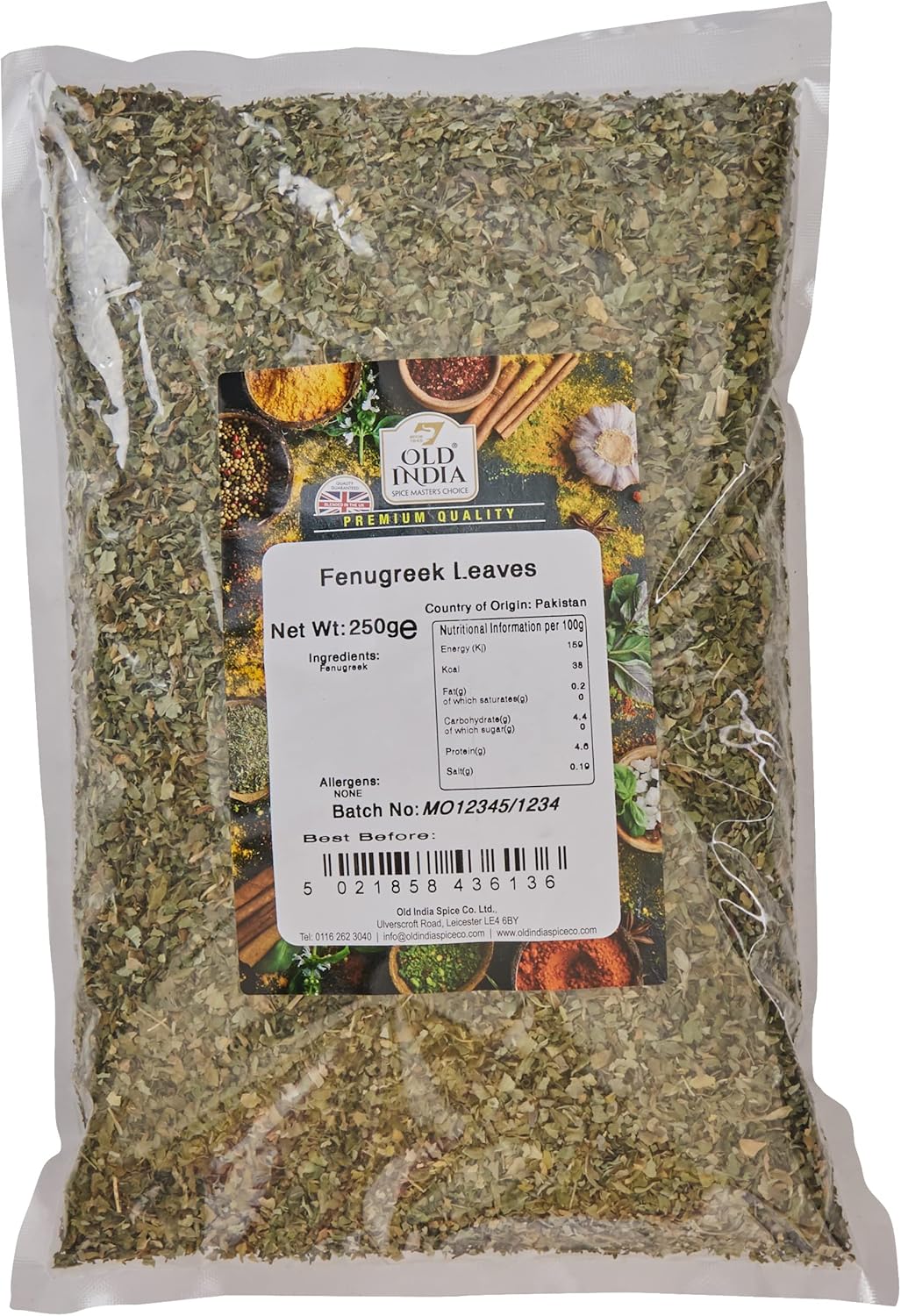 Old India Fenugreek Leaves 250g Whole Spice