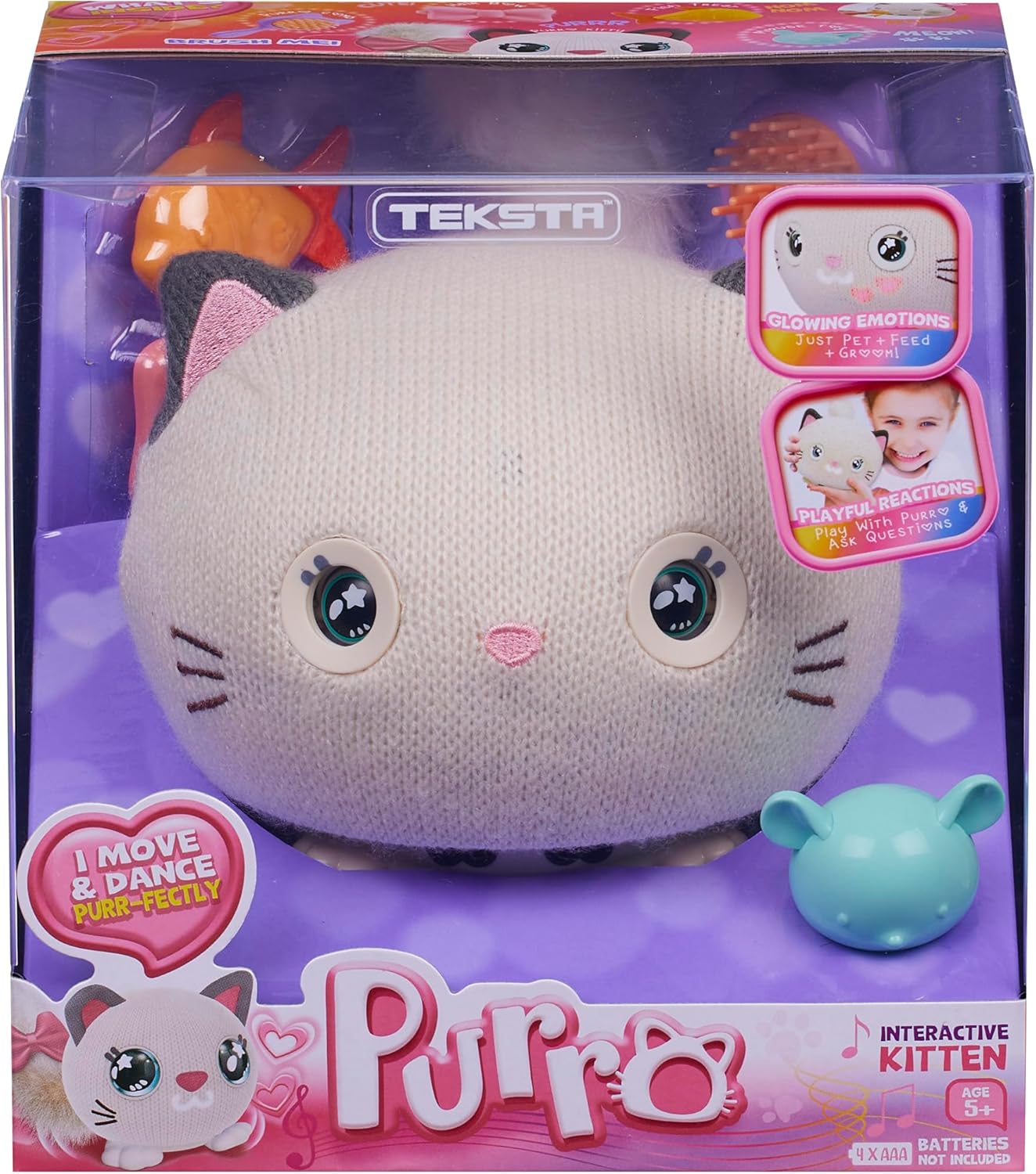 Teksta Purro The Interactive Smart Kitty - Plush Electronic Pet Toy for Kids 5+