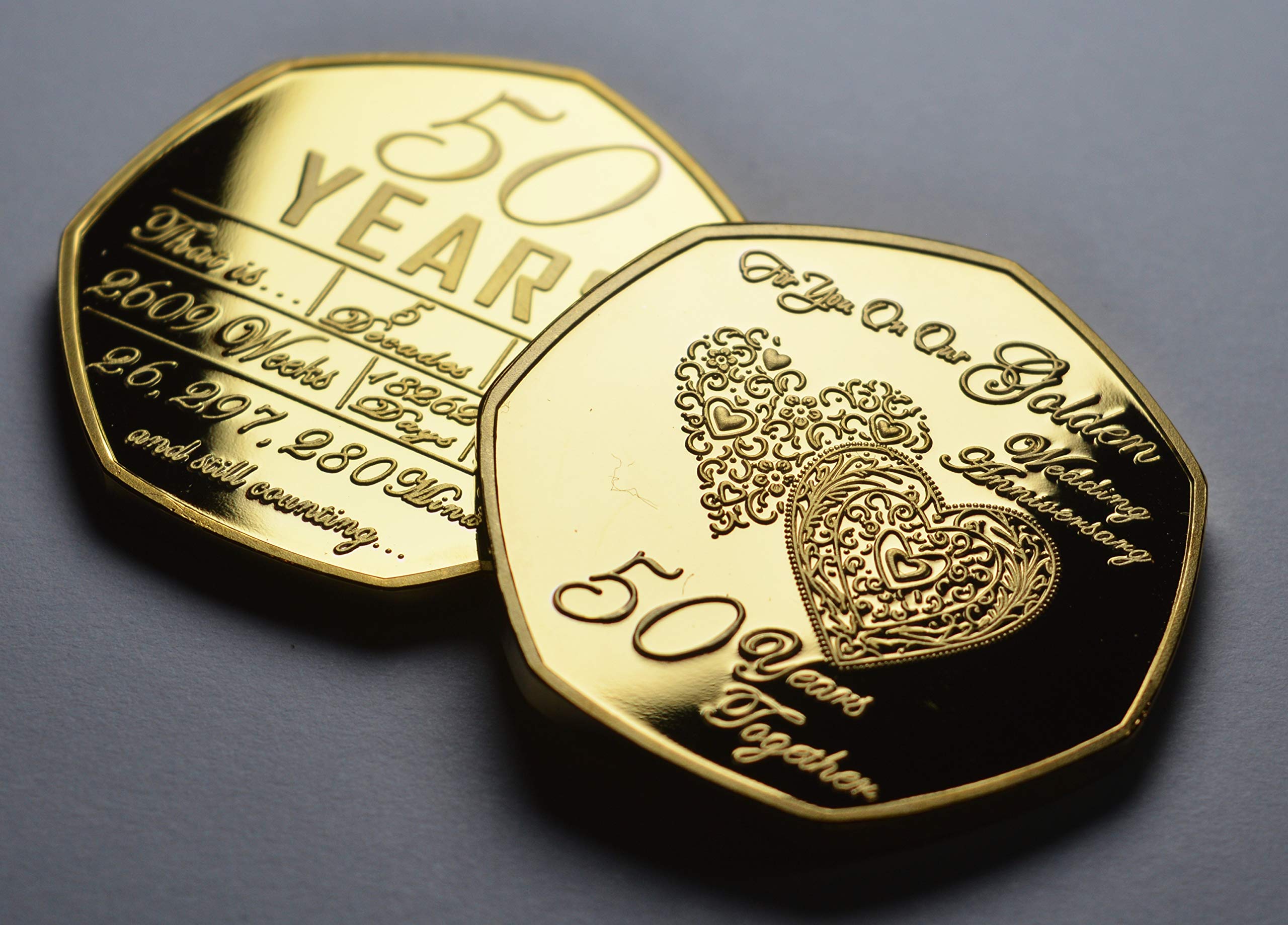 The Commemorative Coin Company 50th Wedding Anniversary Golden Commemorative Coin - 24ct Gold Proof Finish