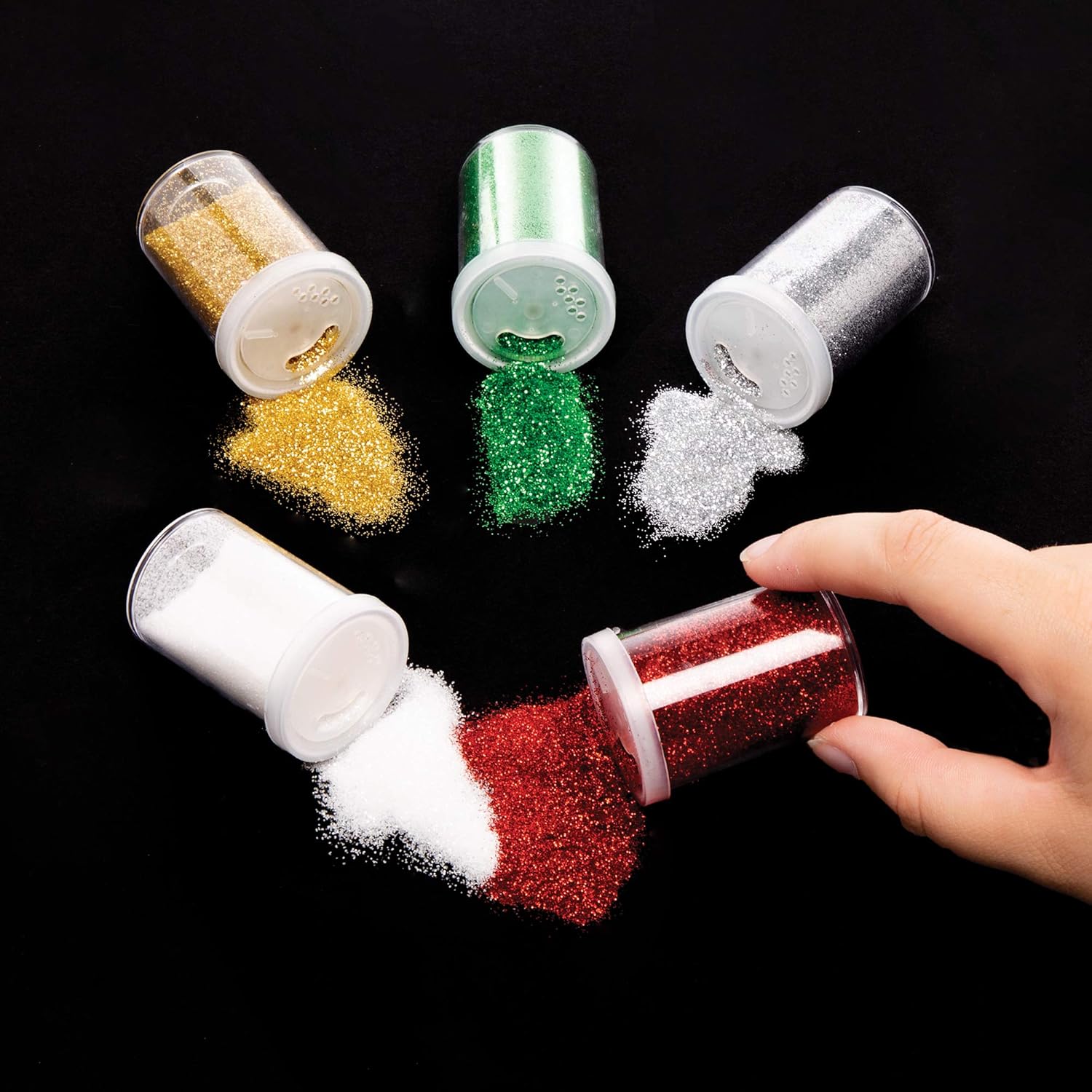 Baker Ross AW922 Christmas Glitter Shakers - Festive Arts & Craft Supplies (Pack of 5)