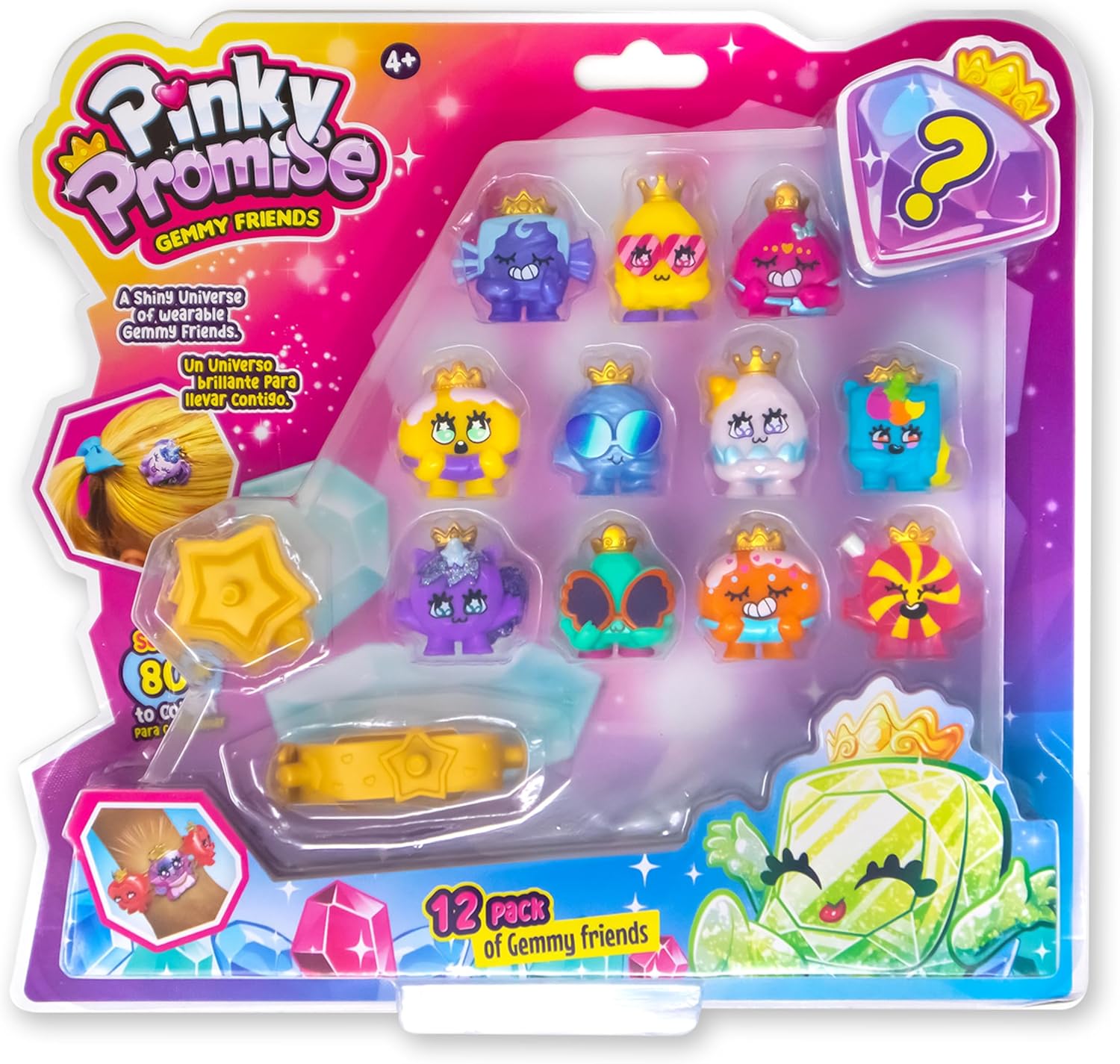 Bandai Pinky Promise The Royals 12 Pack - Gemmy Friends Collectible Set with Bracelet & Hair Clip