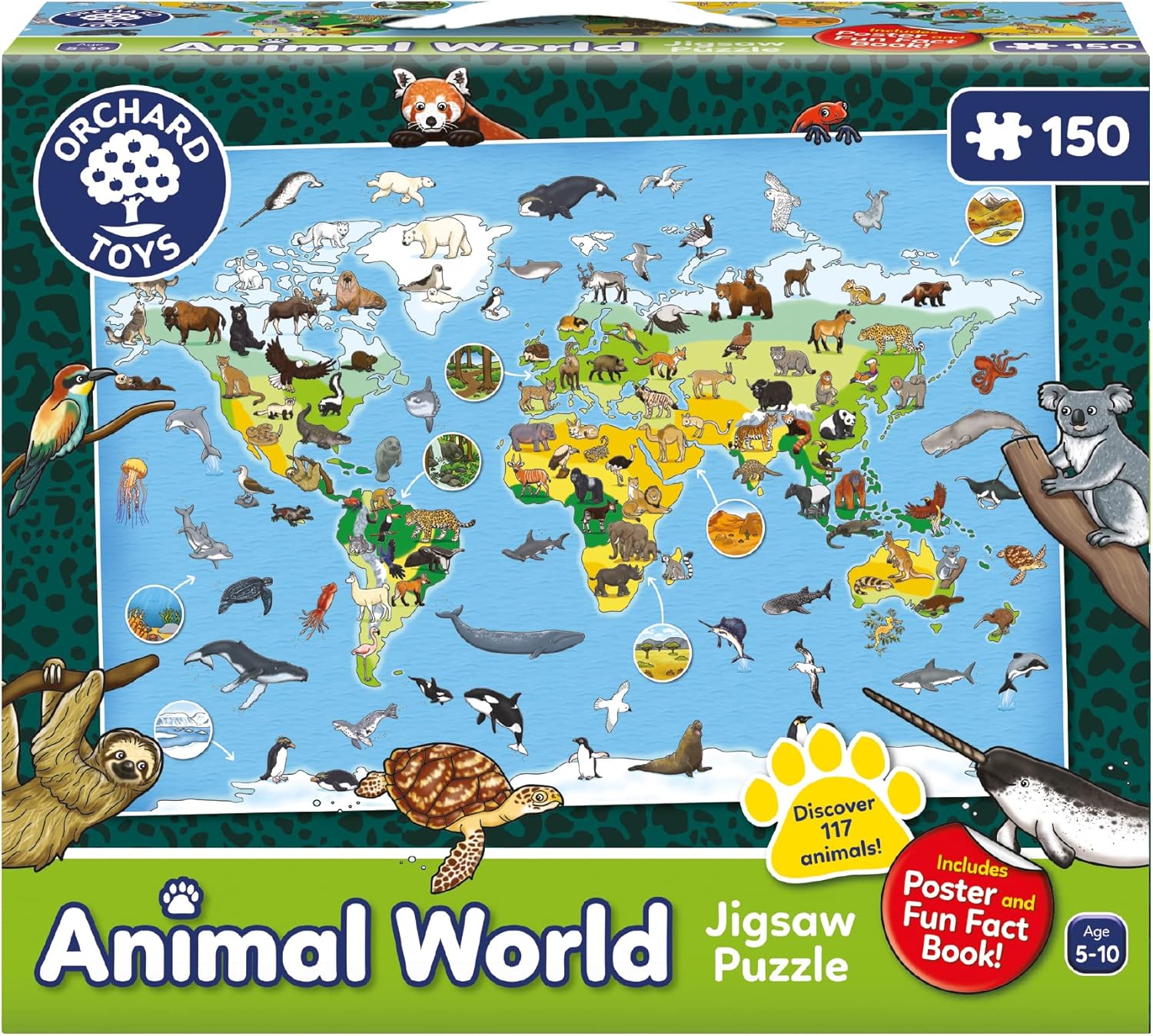 Orchard Toys Animal World Jigsaw Puzzle - 150-Piece Educational Puzzle for Kids 5-10 Years