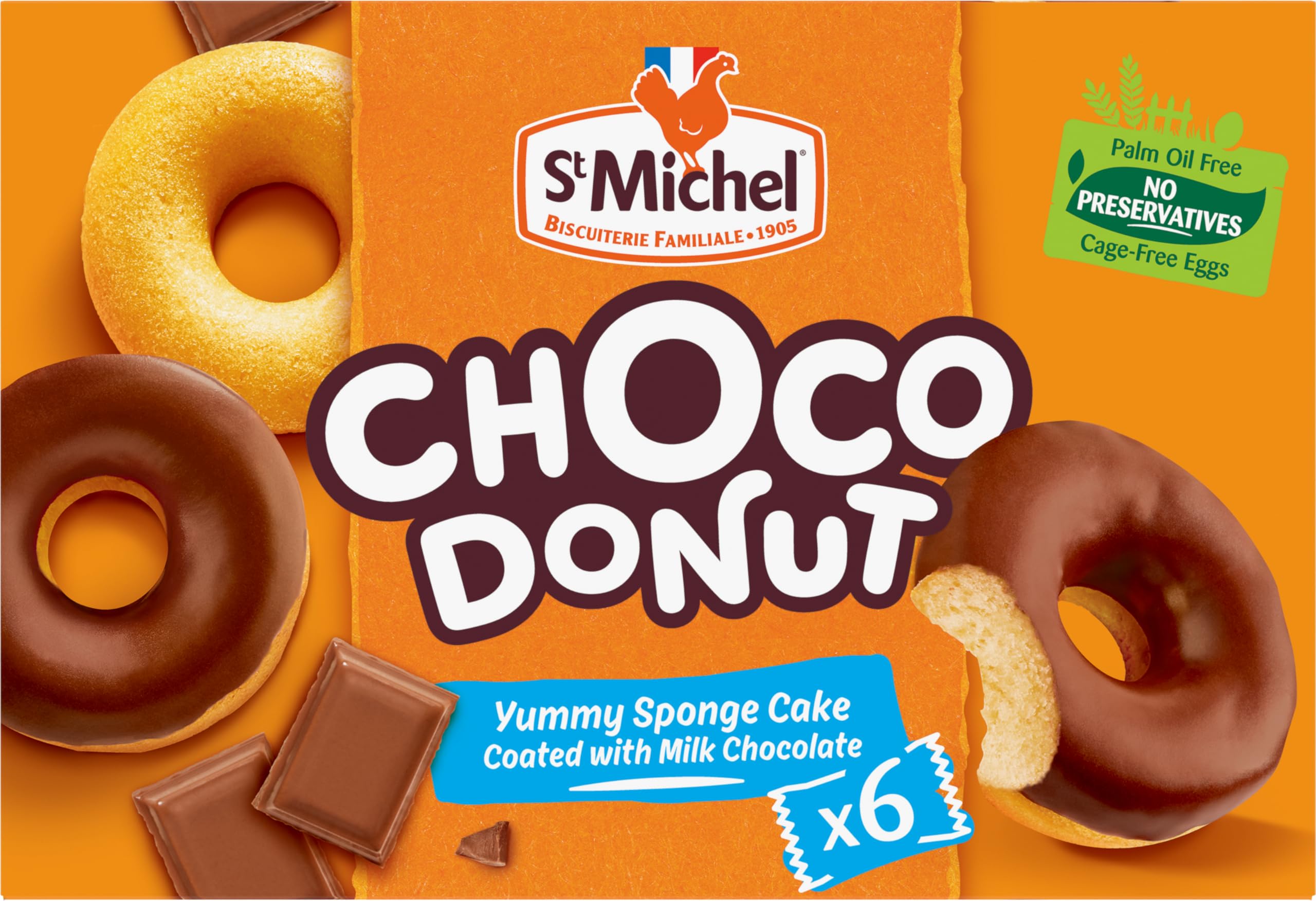 St Michel - Choco Donut Sponge Cake Coated with Chocolate Milk - 6 Portion Pack