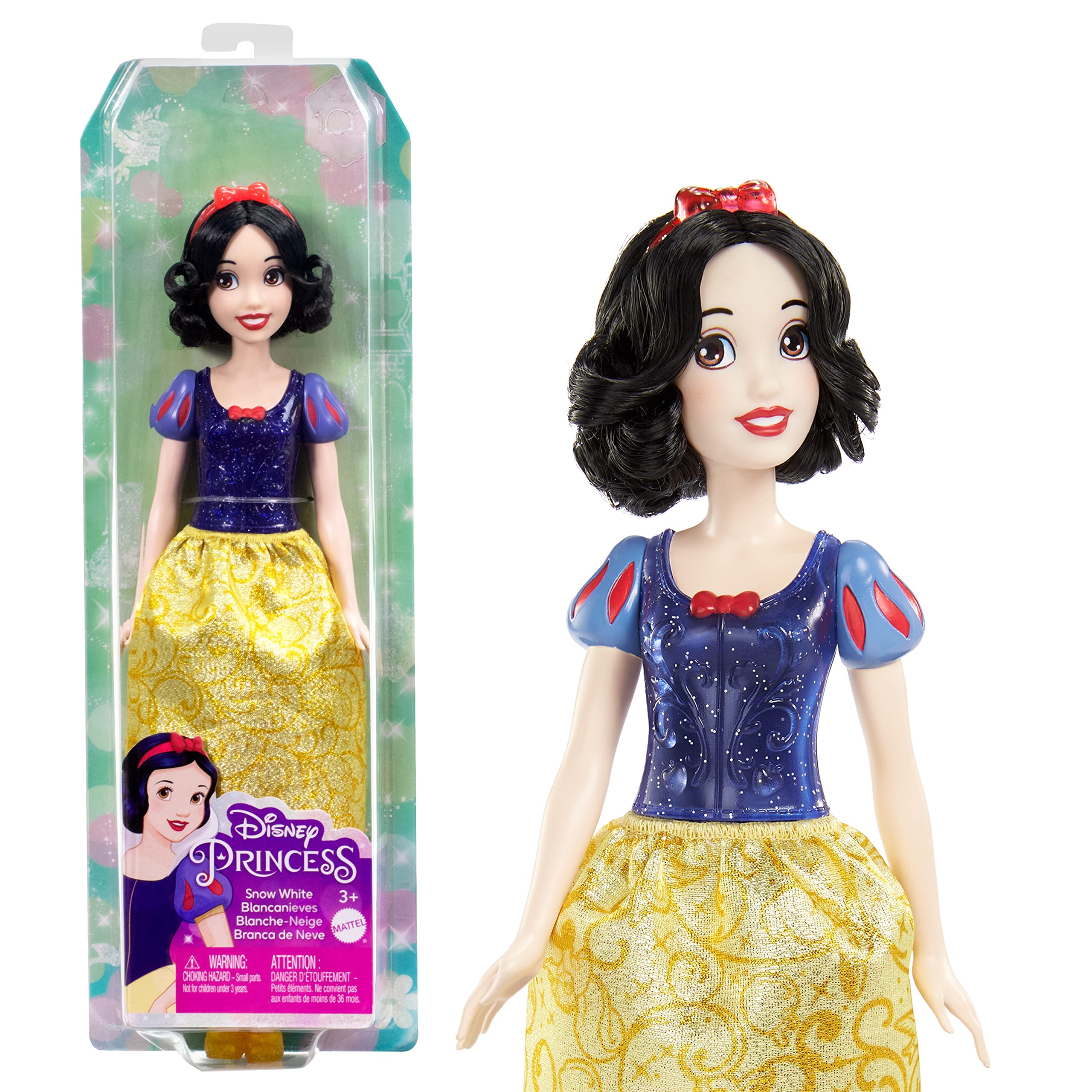 Mattel Disney Princess Snow White Posable Fashion Doll with Sparkling Outfit & Accessories - HLW08