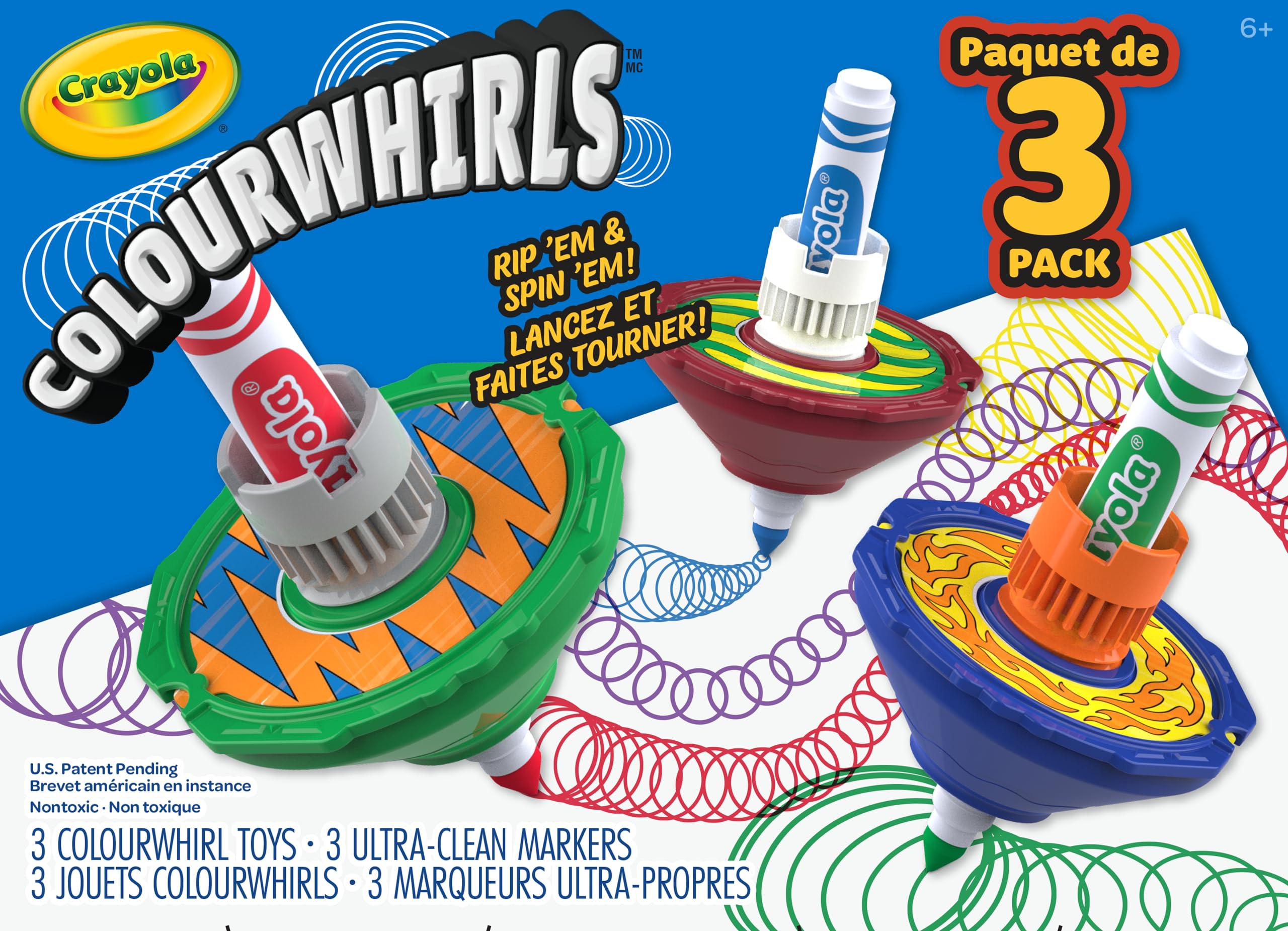 CRAYOLA Colourwhirls (3 Pack) - Rip 'Em & Spin 'Em! Spinning Art Toy for Kids 6+