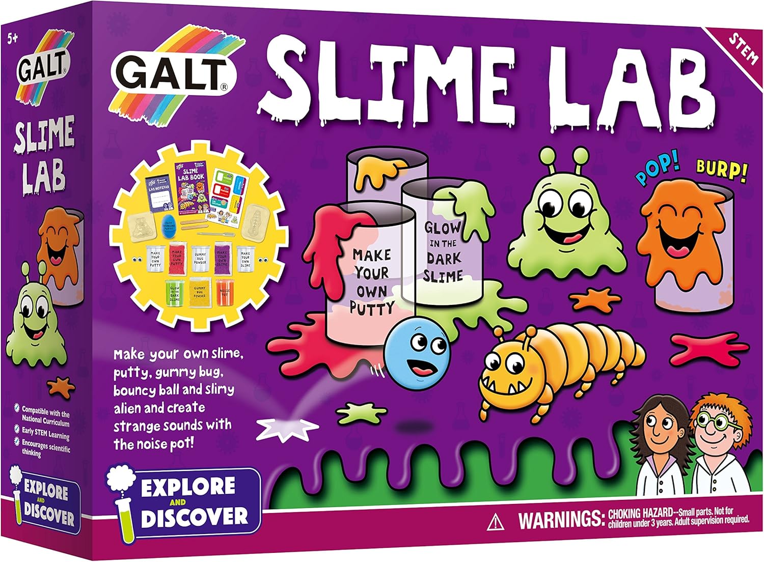 Galt Slime Lab Science Kit - STEM Learning Slime & Putty Experiments for Kids 5+