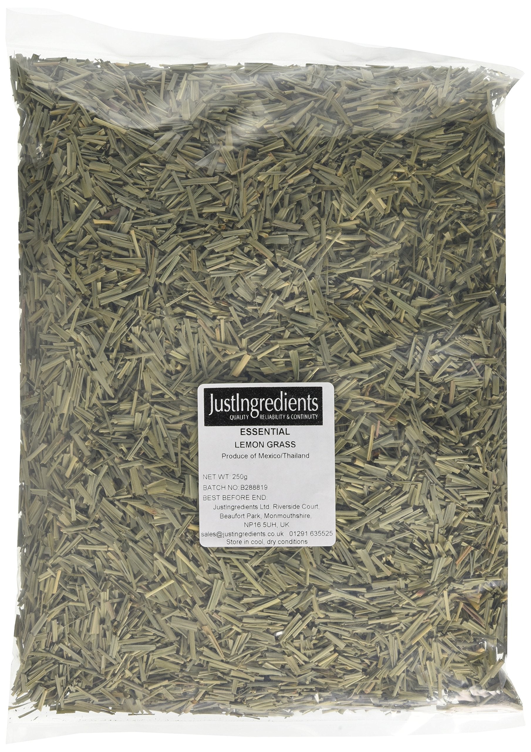 JustIngredients Dried Lemongrass 250g - Cymbopogon citratus for Cooking, Tea, and Herbal Infusions