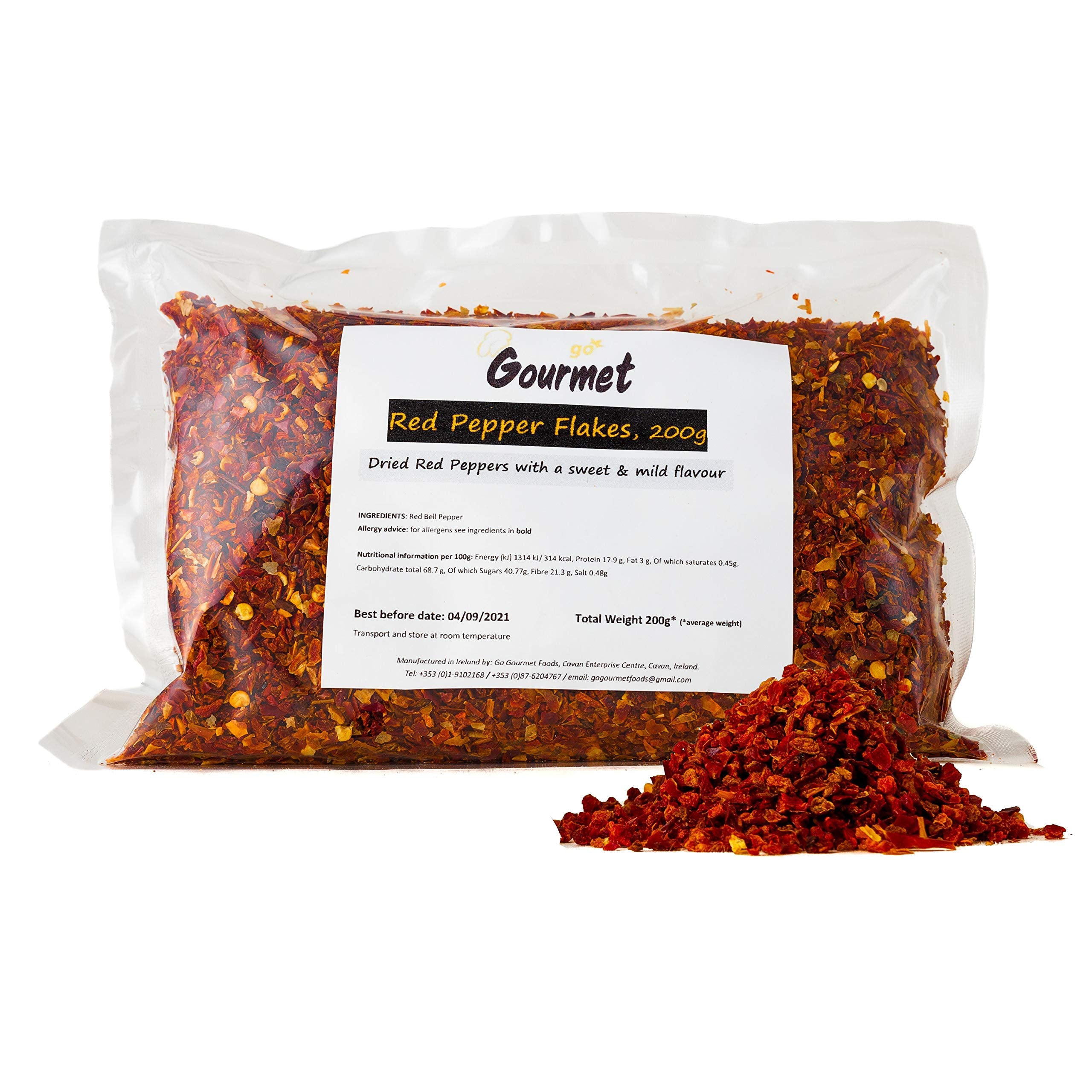 Go Gourmet Minced Red Pepper Flakes - Dehydrated Red Bell Peppers 6-9mm