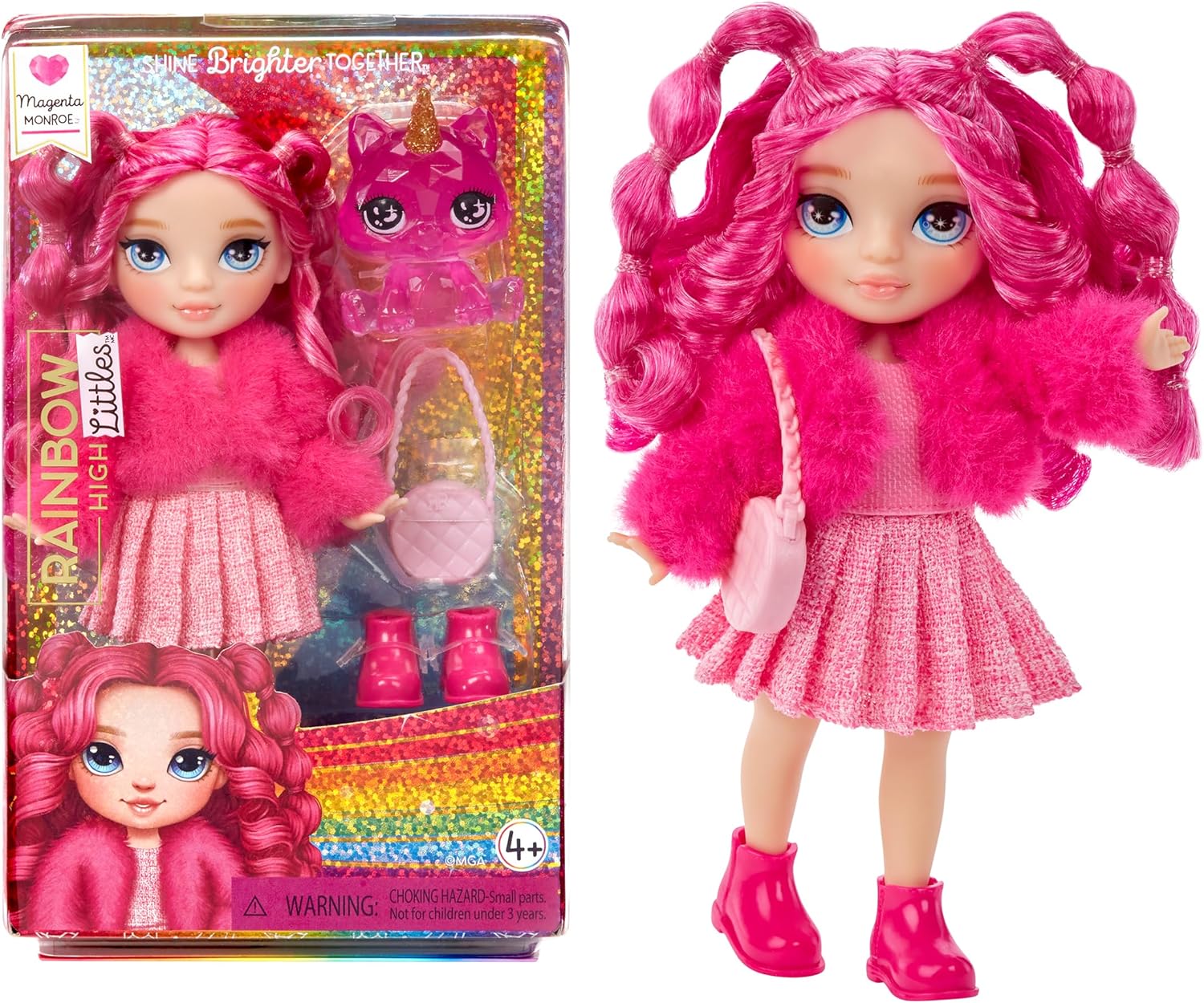 Rainbow High Littles - Magenta Monroe - 14 cm Posable Fashion Doll with Magical Pet