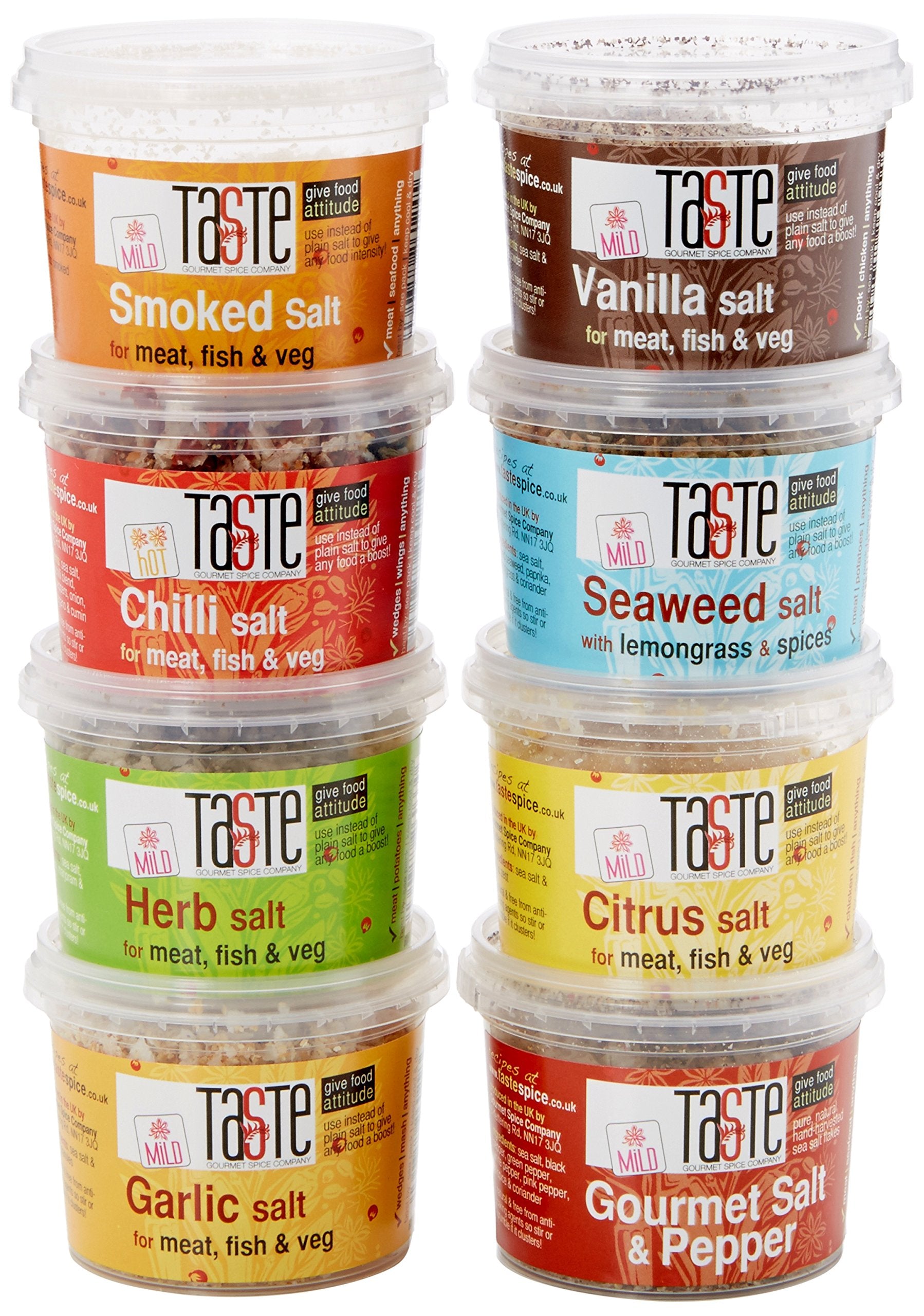 Gourmet Spice Company Essential Salt Collection - 8 Flavoured Sea Salts Gift Set