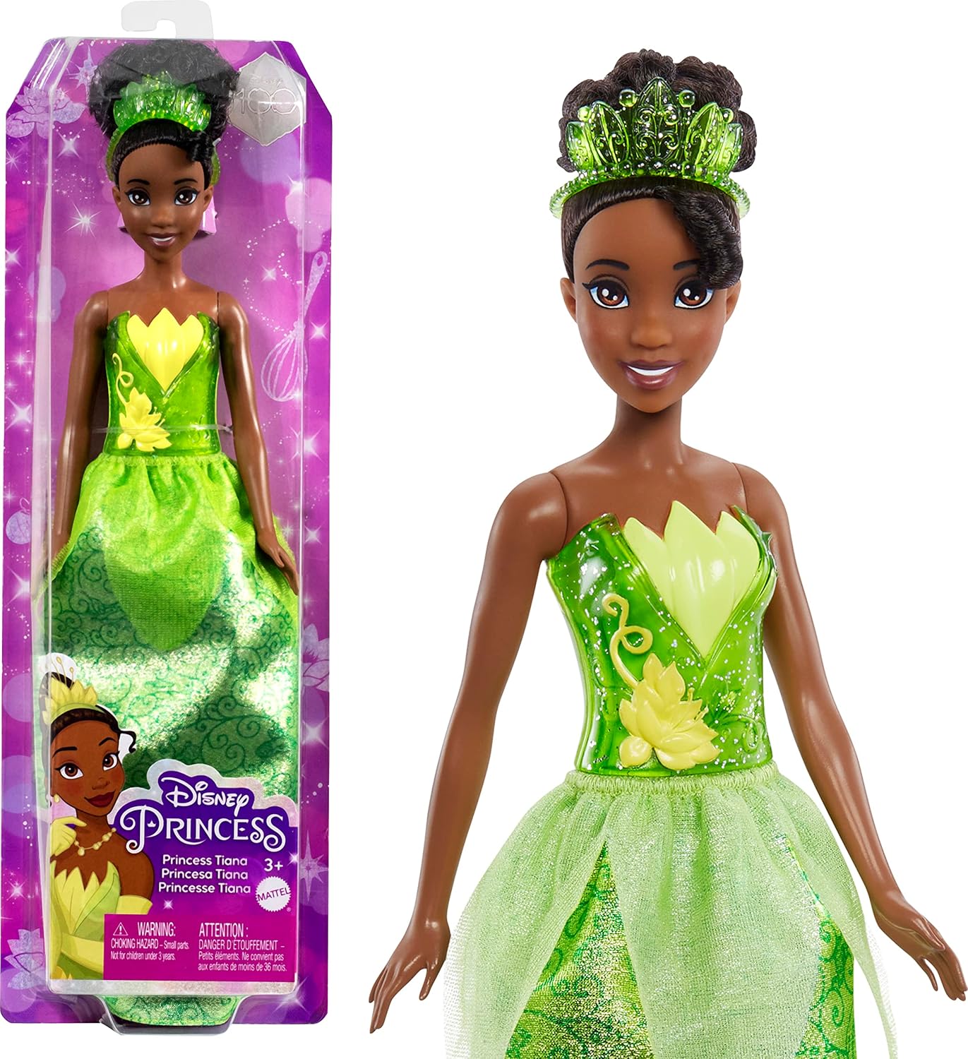 Disney Princess Tiana Posable Fashion Doll - Sparkling Movie-Inspired Outfit, Ages 3+