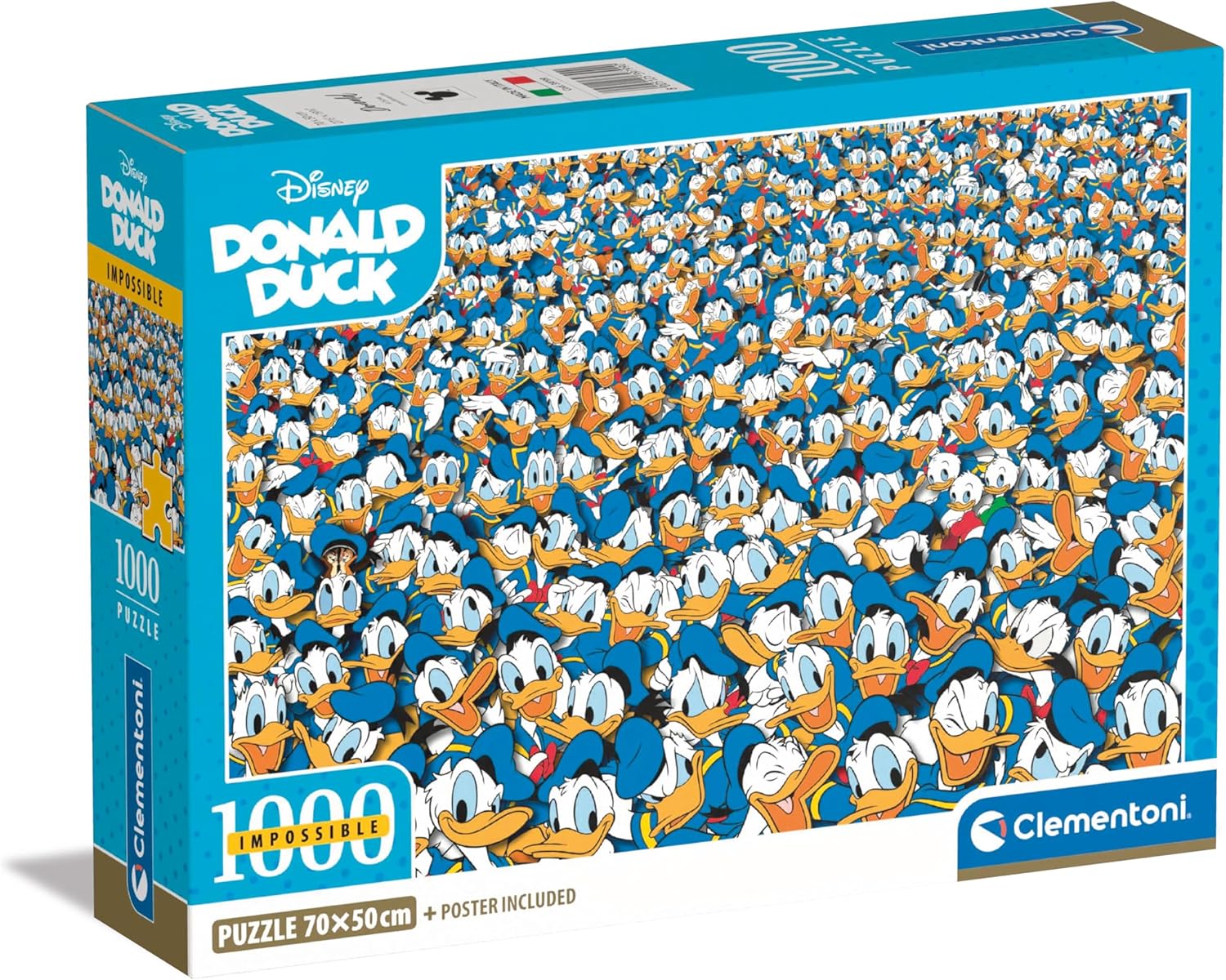 Clementoni Impossible Donald Duck 1000-Piece Puzzle - Adult Jigsaw with Compact Box & Poster