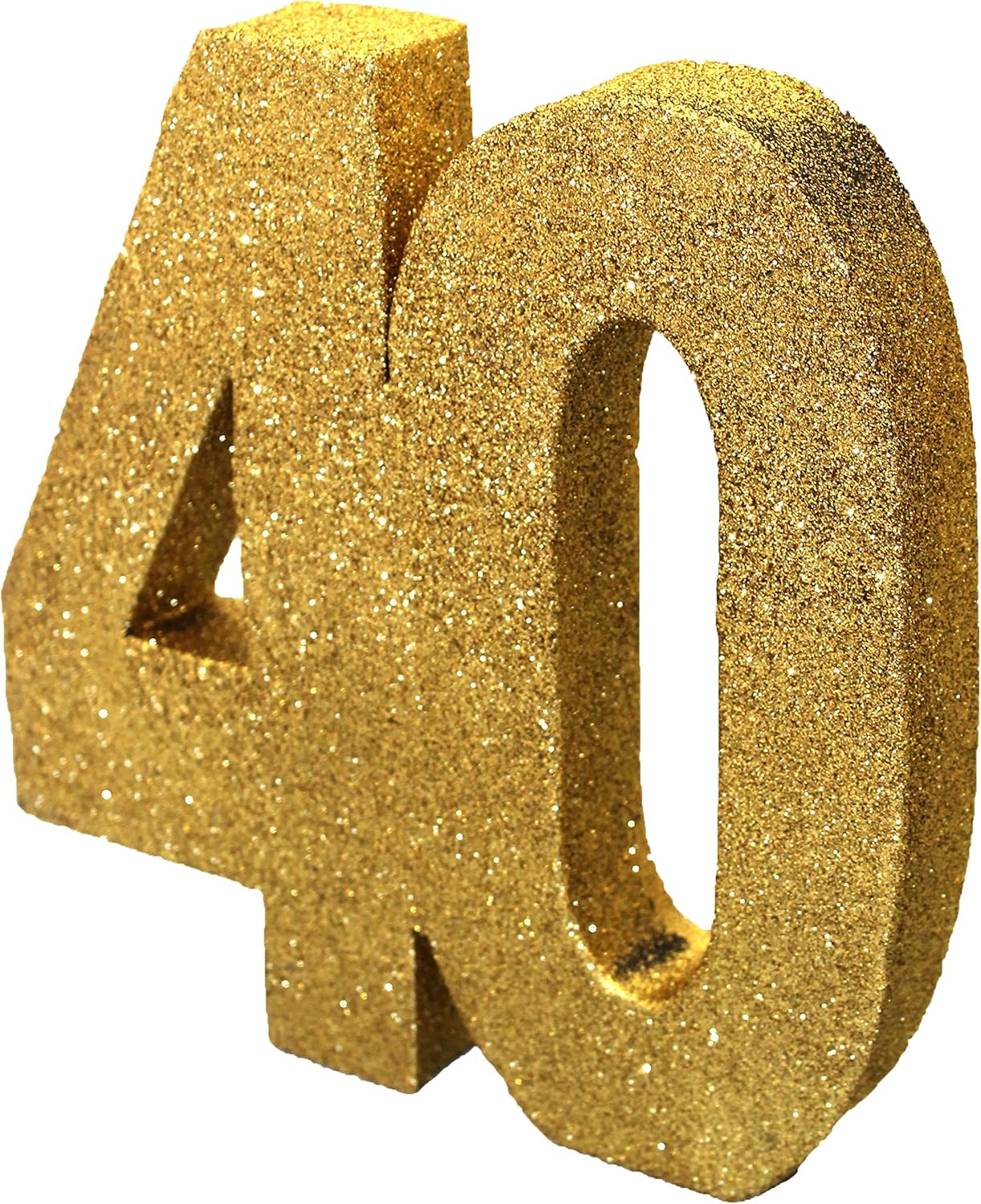 Number 40 Glitter Table Decoration Gold - All-Round Glitter Centrepiece with Weighted Base