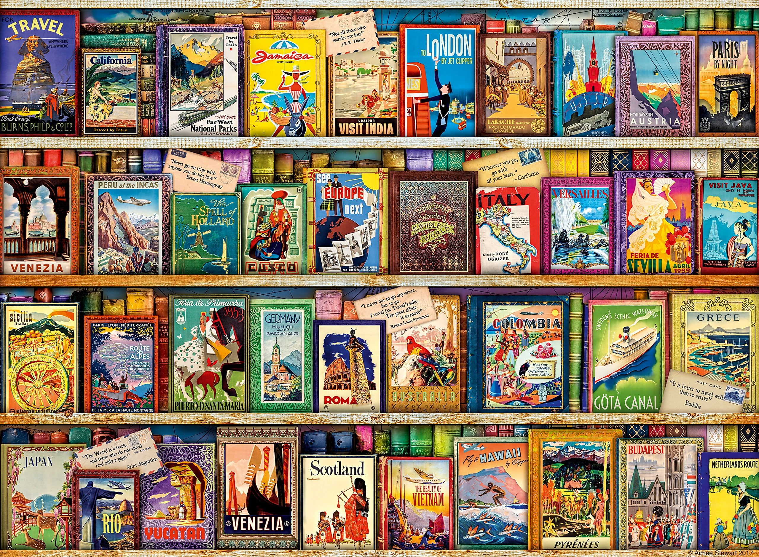 Ravensburger Vintage Travel Guides 500 Piece Jigsaw Puzzle for Adults and Kids 10+