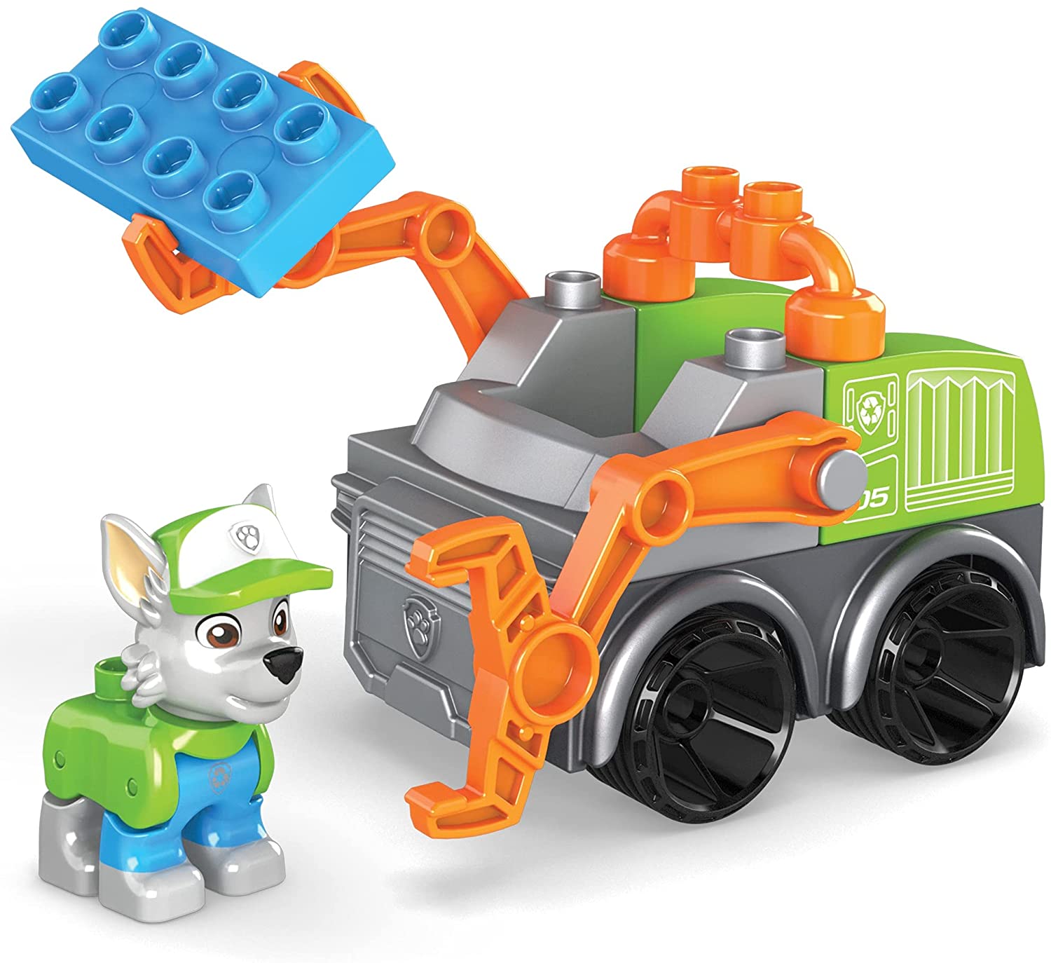 Mega Bloks Paw Patrol Rocky's City Recycling Truck Set - Building Playset for Ages 3+