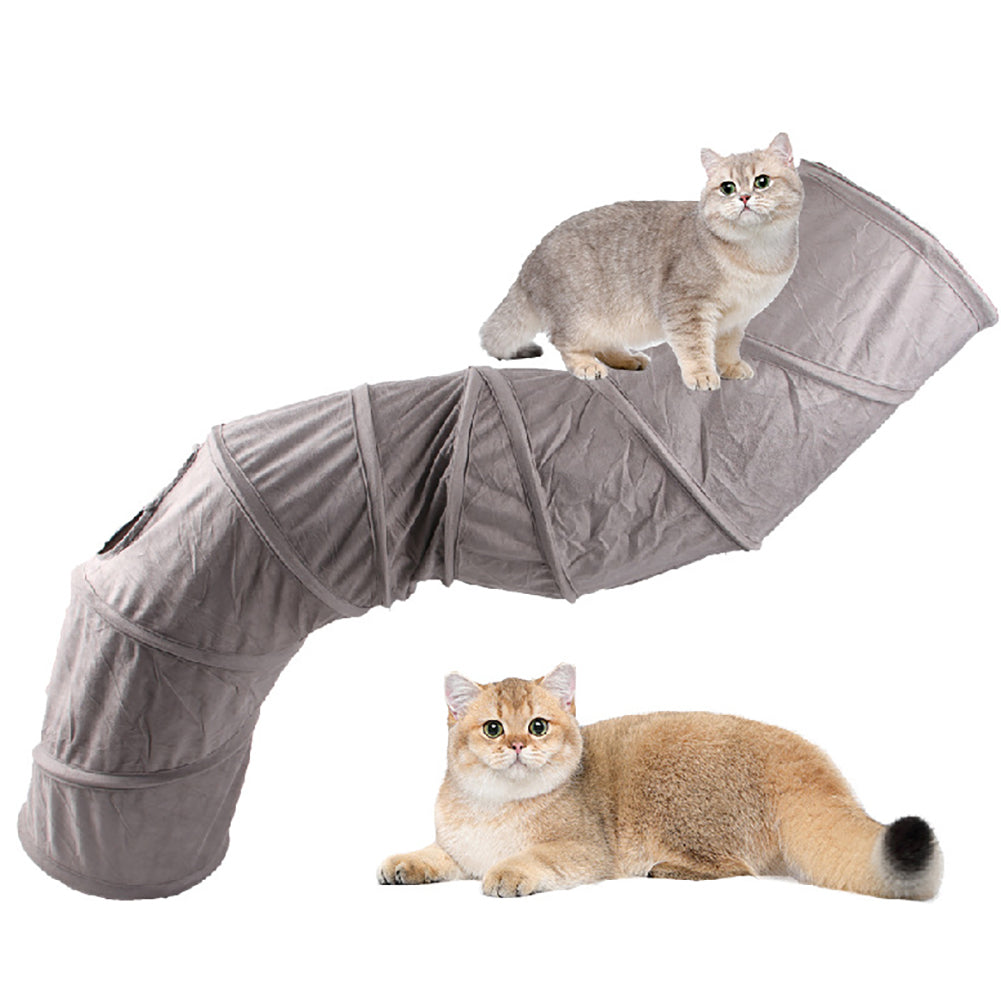 Yachew Collapsible S-Shape Cat Tunnel - Interactive Pet Play Tunnel with Peepholes