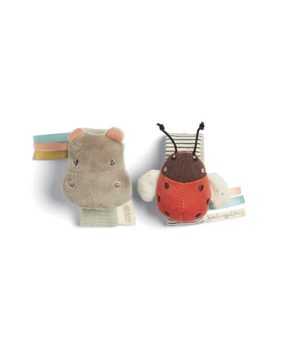 Mamas & Papas Babyplay Hippo/Ladybird Wrist Rattle 2-Pack - Suitable from Birth 1