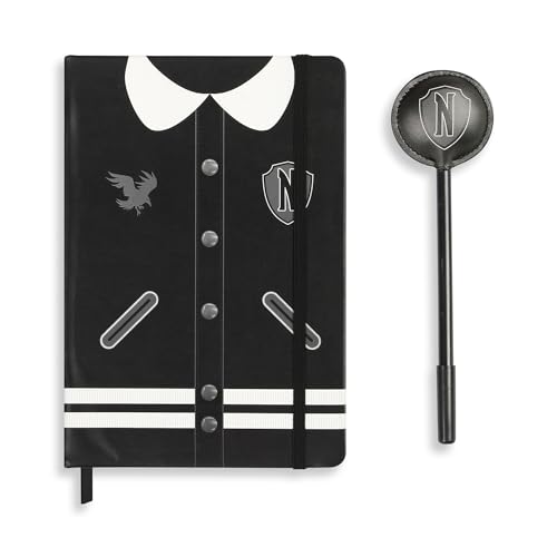 Karactermania Wednesday Varsity Gift Box with Diary and Fashion Ballpoint Pen, Black (WED-VARSITY-BLACK)