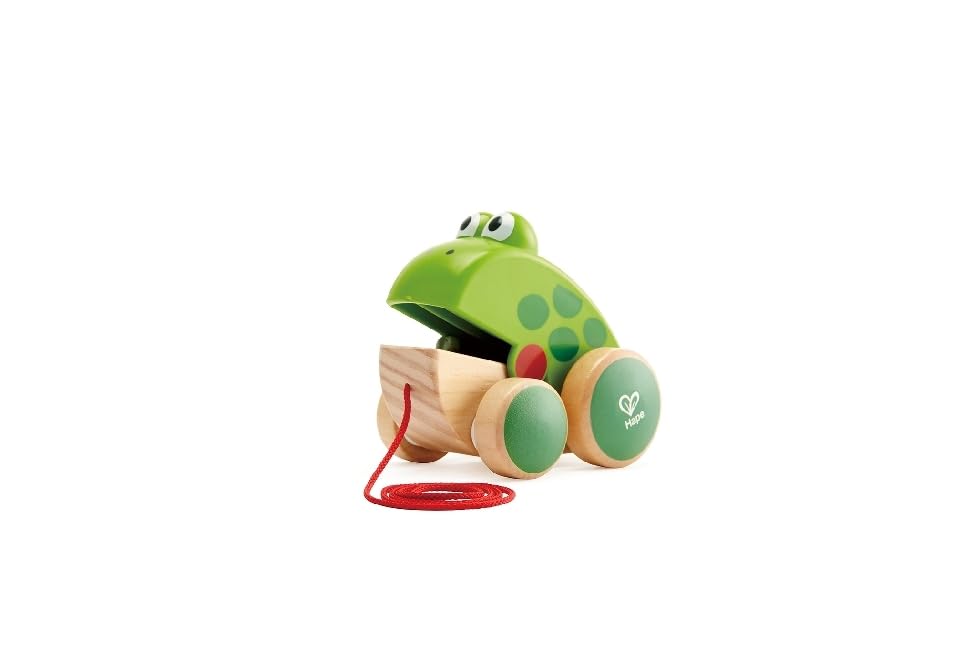 Hape - Frog Pull Along Wooden Fly-Eating Toddler Toy, Multicoloured 8