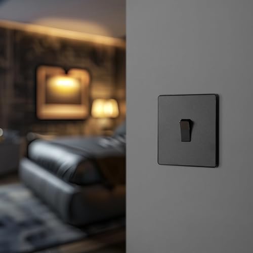 BG Electrical Evolve Single Light Switch, 20A, 2 Way, Matt Black - Stylish Modern Design, Screwless Front Plate, Easy Installation, BS60669-1 Compliant