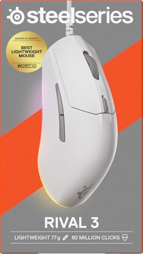 SteelSeries Rival 3 Gen 2 Gaming Mouse - 8500 DPI TrueMove Core Optical Sensor, 1.35ms Click Latency, RGB Lighting 20