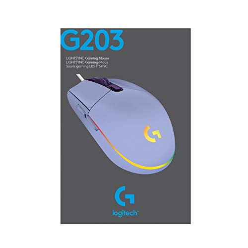 Logitech G203 LIGHTSYNC Gaming Mouse - 8K DPI, 6 Programmable Buttons, Customizable RGB, Lightweight Design, Lilac 20