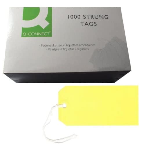 Q-Connect KF01626 Strung Tag - Yellow, 120x60mm | Pack of 1000