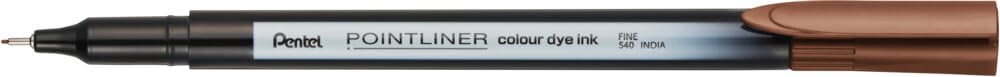Pentel S40 Pointliner Fineliner Pen - 0.4mm Line Width | Walnut Brown Ink | Metal Clad Tip 1
