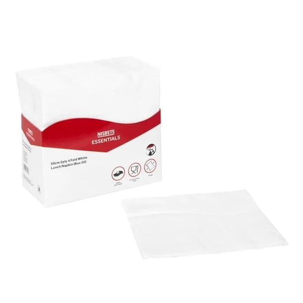 NISBETS Essentials 2-Ply Lunch Napkins - White, 30cm, 50 Count Box 3