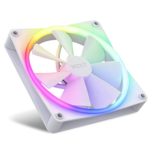 NZXT F140 RGB Fans - RF-R14DF-W1 - 140mm White RGB PC Cooling Fan with Customizable Lighting, Quiet Operation, and CAM-Powered Control