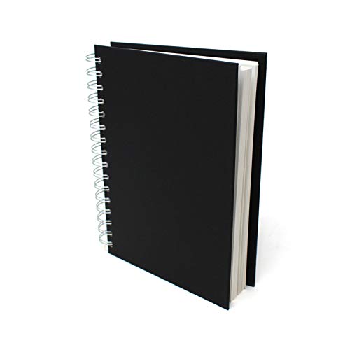 Artway Studio Spiral Bound A5 Sketchbook - 170gsm Cartridge Paper, 48 Pages, Black Hardback, Silver Wiro Binding