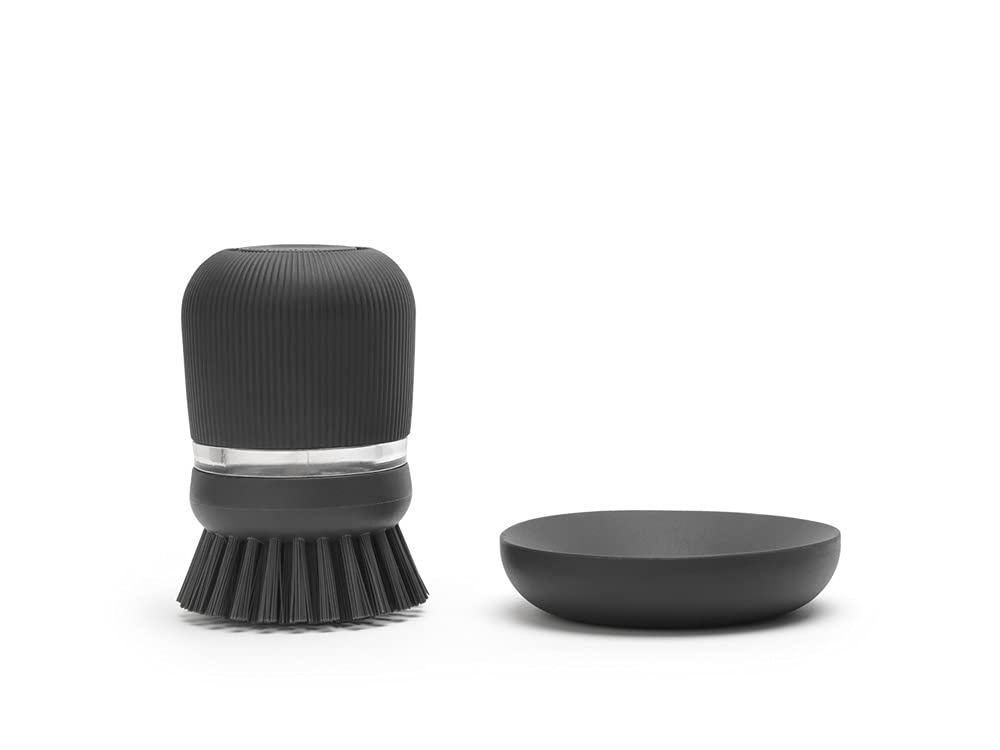 Brabantia Refillable Soap Dispensing Washing Up Brush - Ergonomic Grip, Integrated Reservoir, Drying Tray | Dark Grey 2