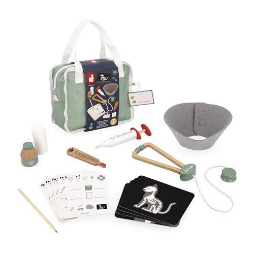 Janod Vet Kit - Pretend Play Occupation Set for Ages 3-8 with 16 Accessories 16