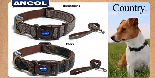 Ancol Heritage Country Check Dog Lead - Brown Nylon Fashion Lead | 1m Length | 19mm Width 3