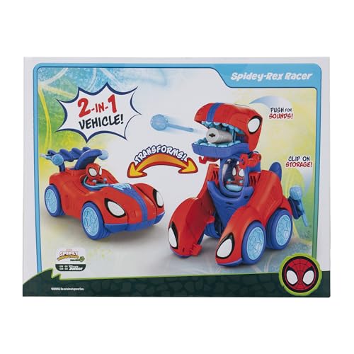 Spidey-Rex Racer - 8-Inch Transforming Vehicle with Sound Effects & Web Darts 12