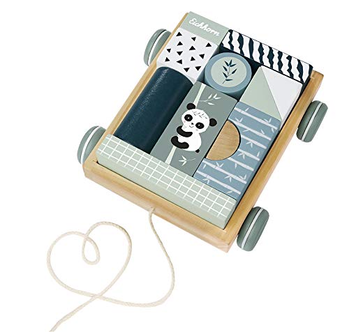 Eichhorn Construction Cart - Panda Motif Pull-Along Toy | 12 Pieces | Wood 5