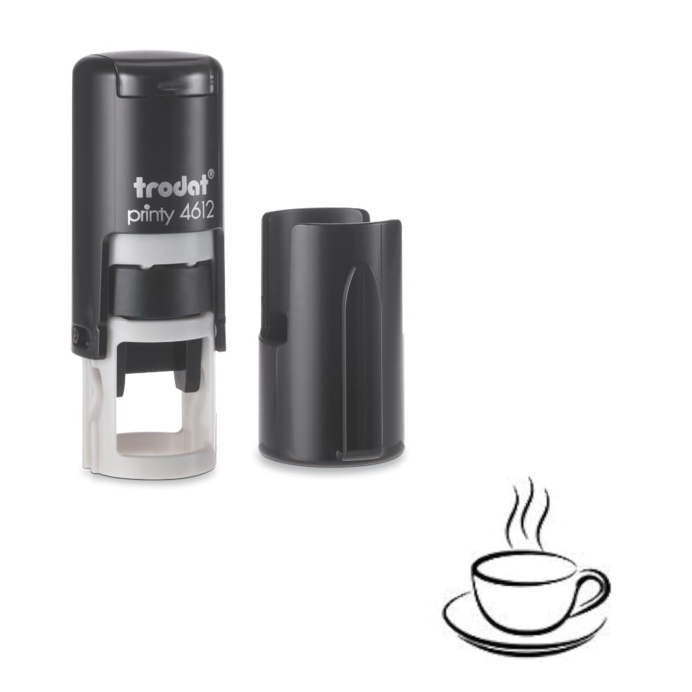 Trodat Printy 4612 Self-Inking Stamp - Coffee Cup Loyalty Card Stamper | Black Ink | 11x11mm Impression