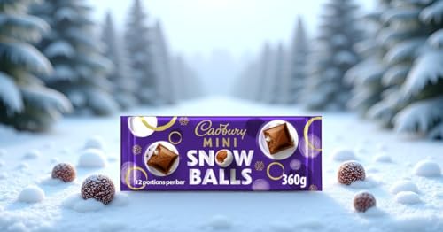 Cadbury Festive Mini Snow Balls Chocolate Bar, Smooth Dairy Milk Chocolate, 360g 10