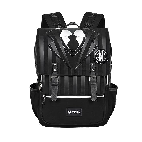 Wednesday Retro-Inspired Oxford Backpack, Black (06009)